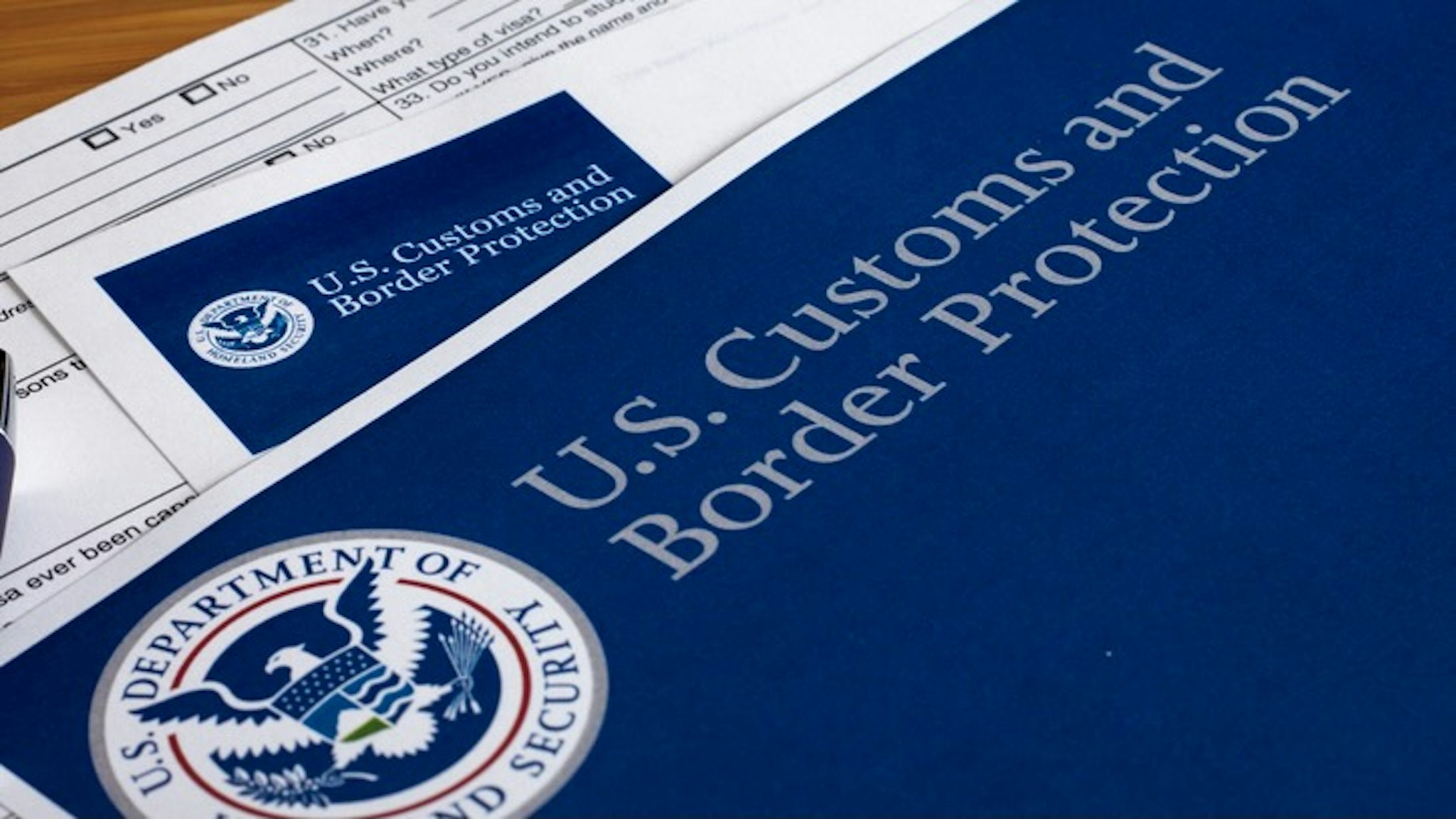 US Customs and Border Protection - stock photo US Customs and Border Protection form to fill out