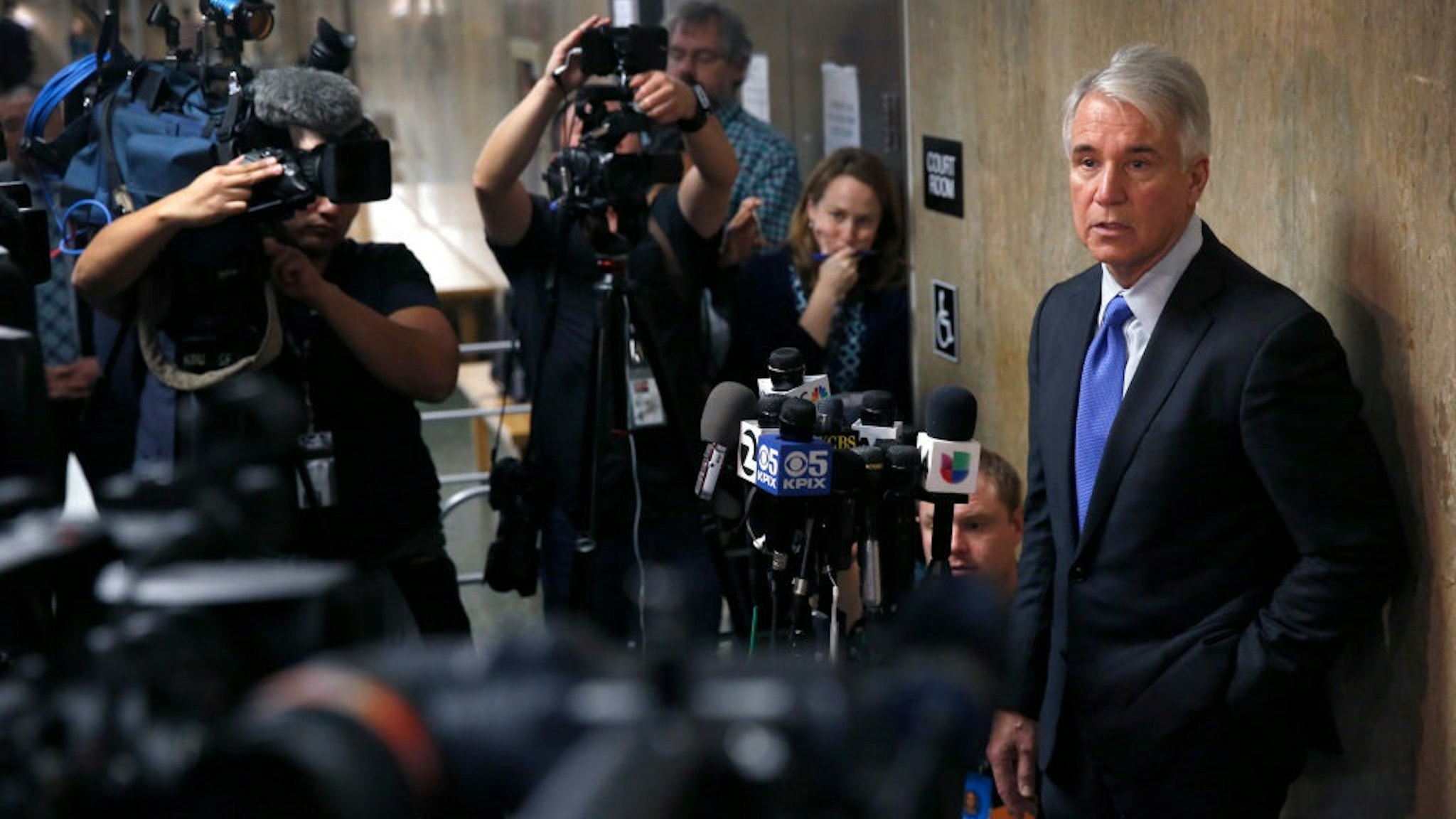 District Attorney George Gascon answers questions from the news media after the sentencing hearing for Jose Inez Garcia Zarate at the Hall of Justice in San Francisco, Calif. on Friday, Jan. 5, 2018.