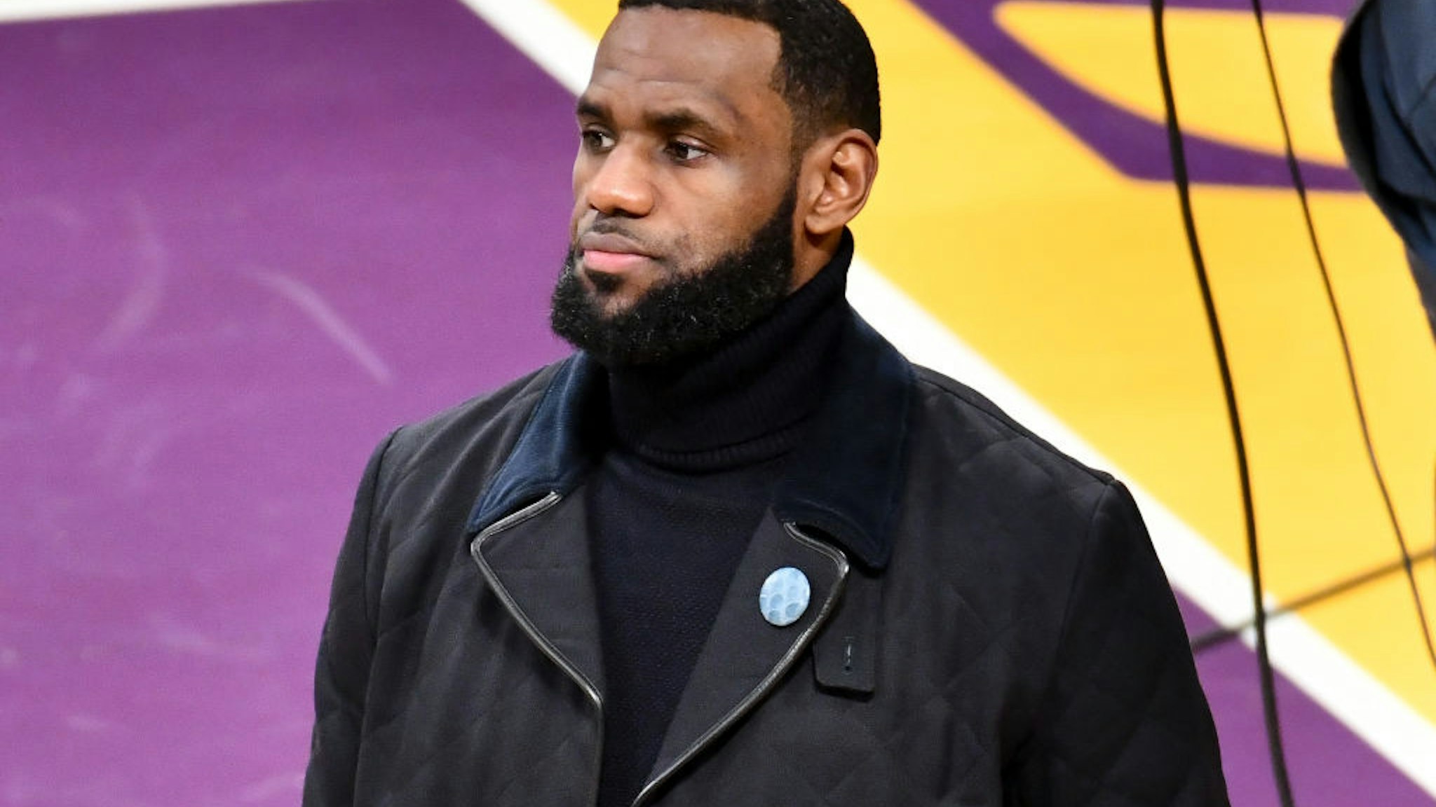 LOS ANGELES, CALIFORNIA - JANUARY 24: LeBron James attends a basketball game between the Los Angeles Lakers and the Minnesota Timberwolves at Staples Center on January 24, 2019 in Los Angeles, California. (Photo by Allen Berezovsky/Getty Images)