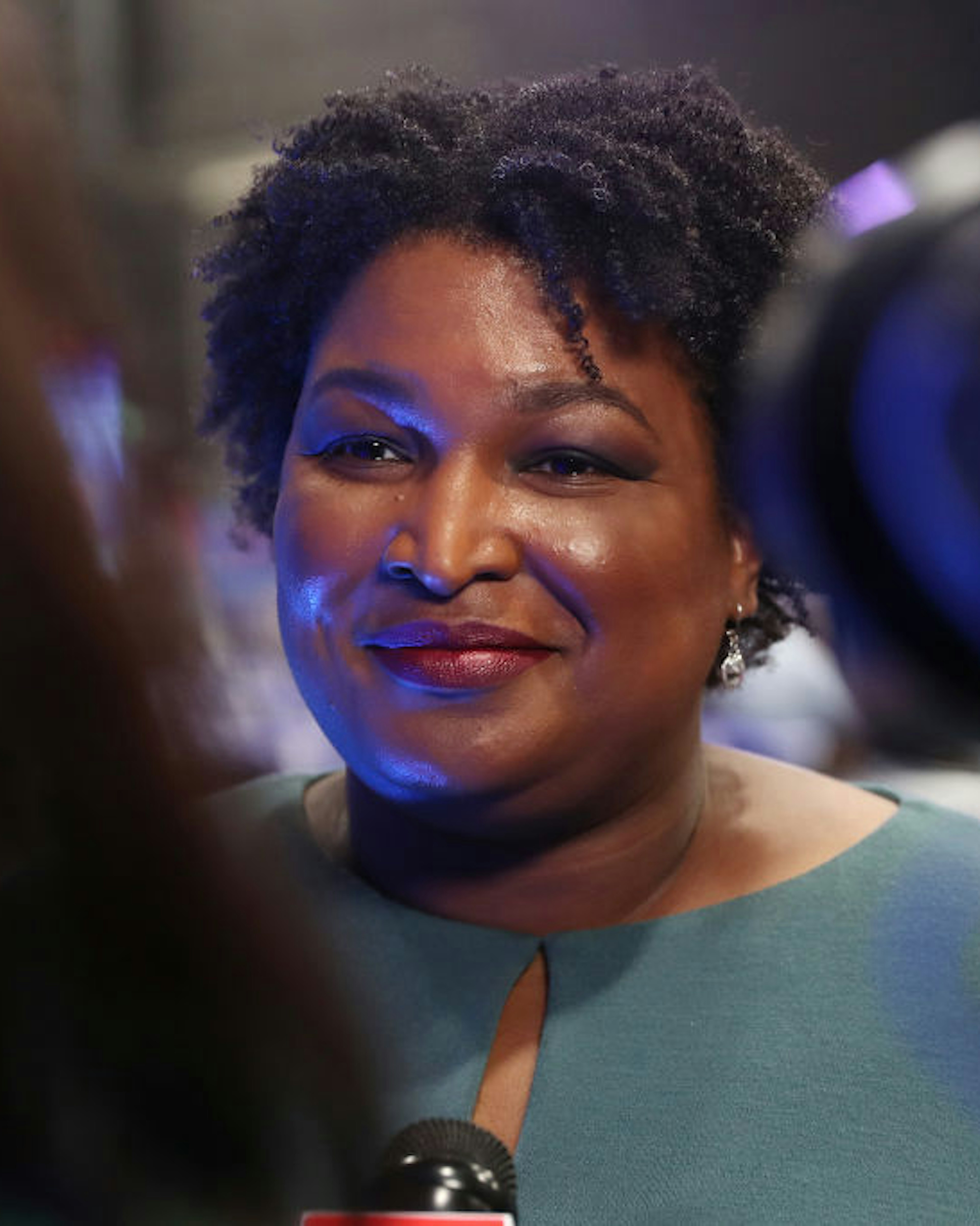 ATLANTA, GEORGIA - NOVEMBER 20: Democratic politician Stacey Abrams speaks to the media before the Democratic Presidential Debate at Tyler Perry Studios November 20, 2019 in Atlanta, Georgia. Ten Democratic presidential hopefuls were chosen from the larger field of candidates to participate in the debate hosted by MSNBC and The Washington Post. (Photo by Joe Raedle/Getty Images)