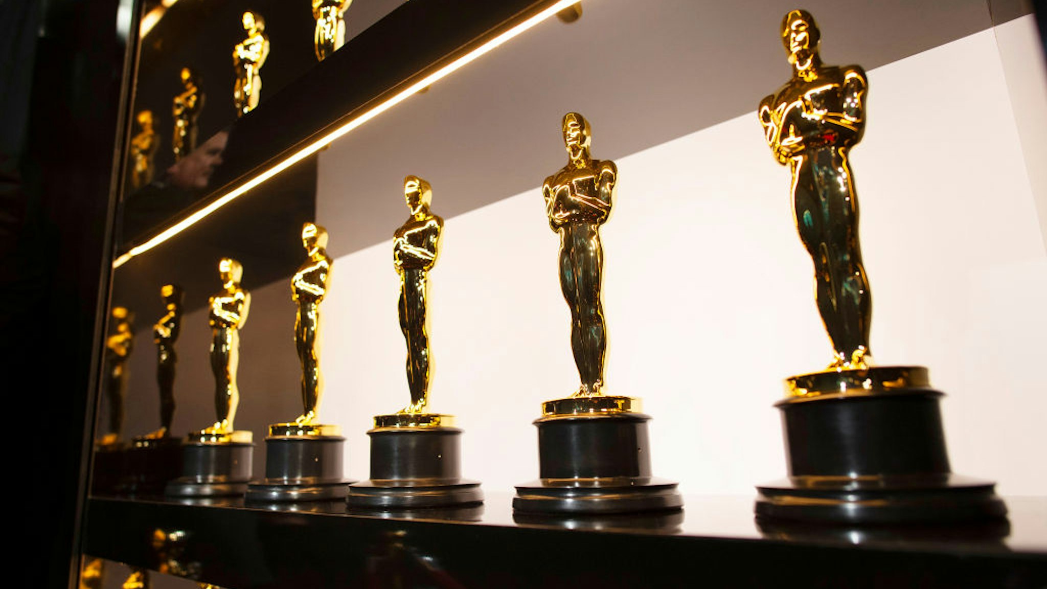 In this handout photo provided by A.M.P.A.S. Oscars statuettes are on display backstage during the 92nd Annual Academy Awards at the Dolby Theatre on February 09, 2020 in Hollywood, California.