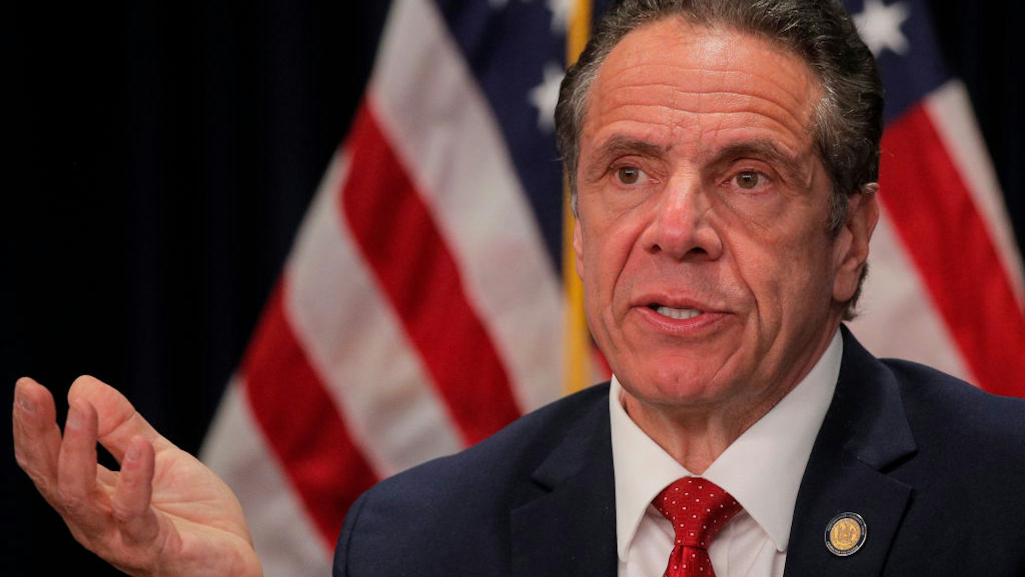 New York Governor Andrew Cuomo speaks during a news conference at his office on March 24, 2021 in New York City.