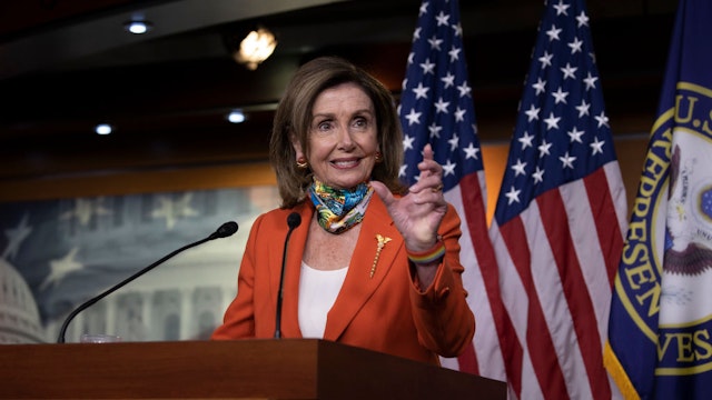 WASHINGTON, DC - JUNE 26: Speaker of the House Nancy Pelosi (D-CA) speaks at her weekly press conference on Capitol Hill on June 26, 2020 in Washington, DC. Pelosi spoke about the Police Bill and DC Statehood. (Photo by Tasos Katopodis/Getty Images)