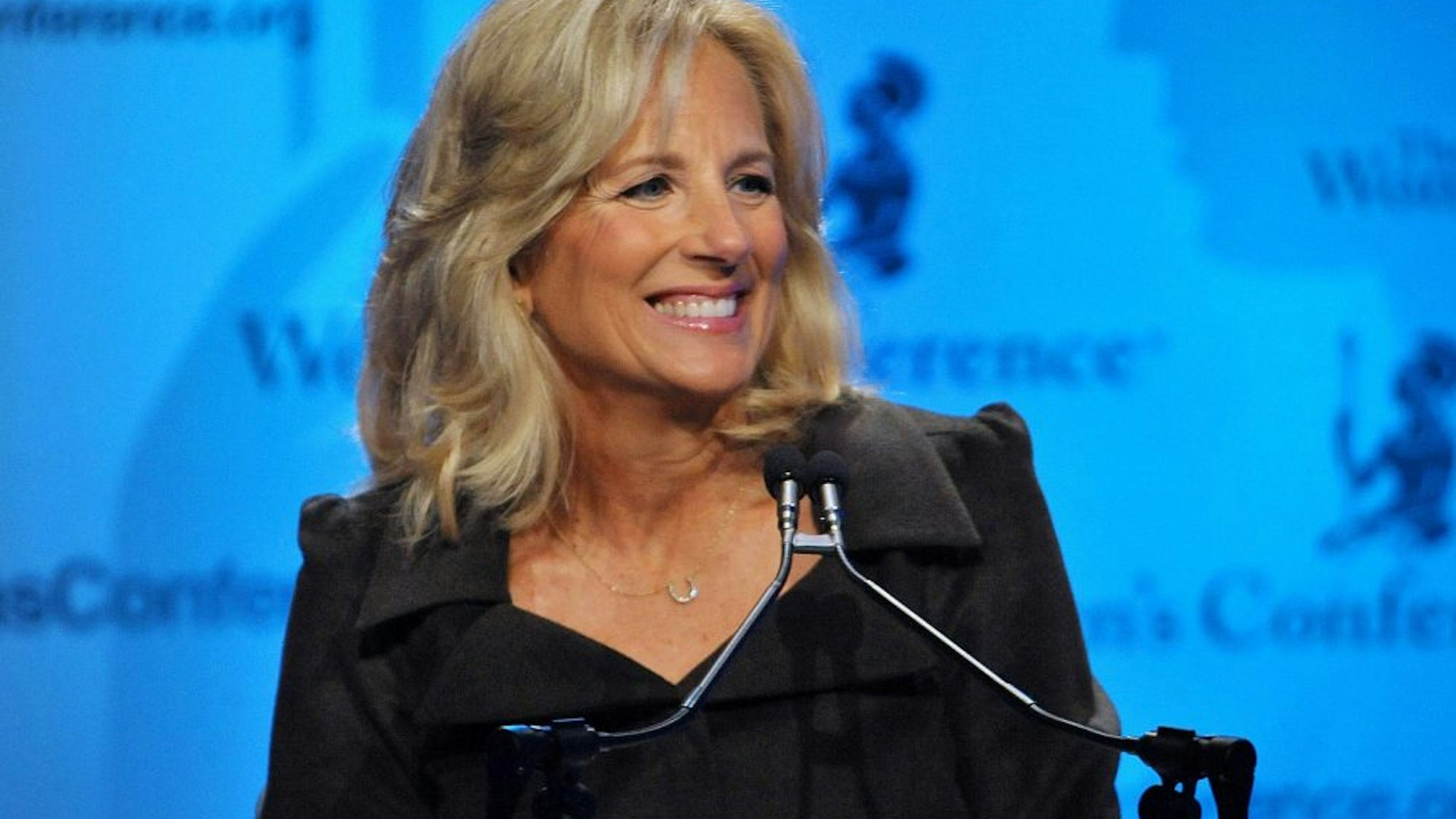 Second Lady Dr. Jill Biden speaks on day 3 of Maria Shriver's Women's Conference 2010 at the Long Beach Convention Center on October 26, 2010 in Long Beach, California.