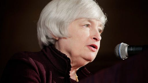 Janet Yellen WASHINGTON, DC - MAY 15: Federal Reserve Chairwoman Janet Yellen speaks during an event hosted by the Small Business Administration at the U.S. Chamber of Commerce on May 15, 2014 in Washington, DC. The administration is holding events for National Small Business Week, highlighting the impact of entrepreneurs and small business owners on innovation and job creation.