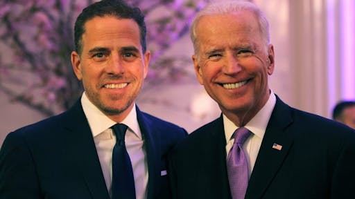 Joe and Hunter Biden WASHINGTON, DC - APRIL 12: World Food Program USA Board Chairman Hunter Biden (L) and U.S. Vice President Joe Biden attend the World Food Program USA's Annual McGovern-Dole Leadership Award Ceremony at Organization of American States on April 12, 2016 in Washington, DC.