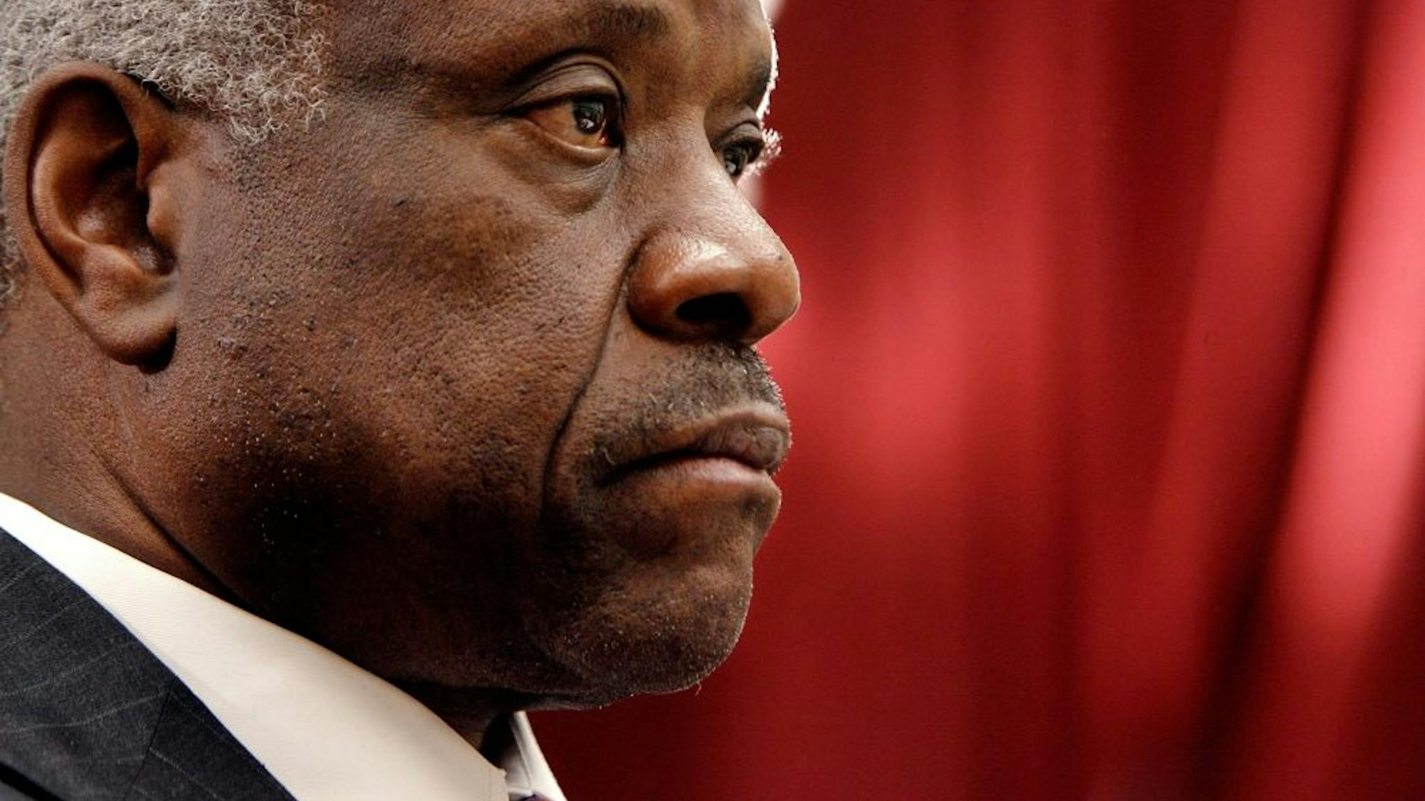 Clarence Thomas WASHINGTON - MARCH 13: U.S. Supreme Court Justice Clarence Thomas testifies before the House Financial Services and General Government Subcommittee on Capitol Hill March 13, 2008 in Washington, DC. Thomas and Justice Anthony Kennedy spoke about concerns with the ongoing remodeling of the court building, the reduction of paperwork due to electronic media and the disparity of pay between federal judges and lawyers working in the private sector.
