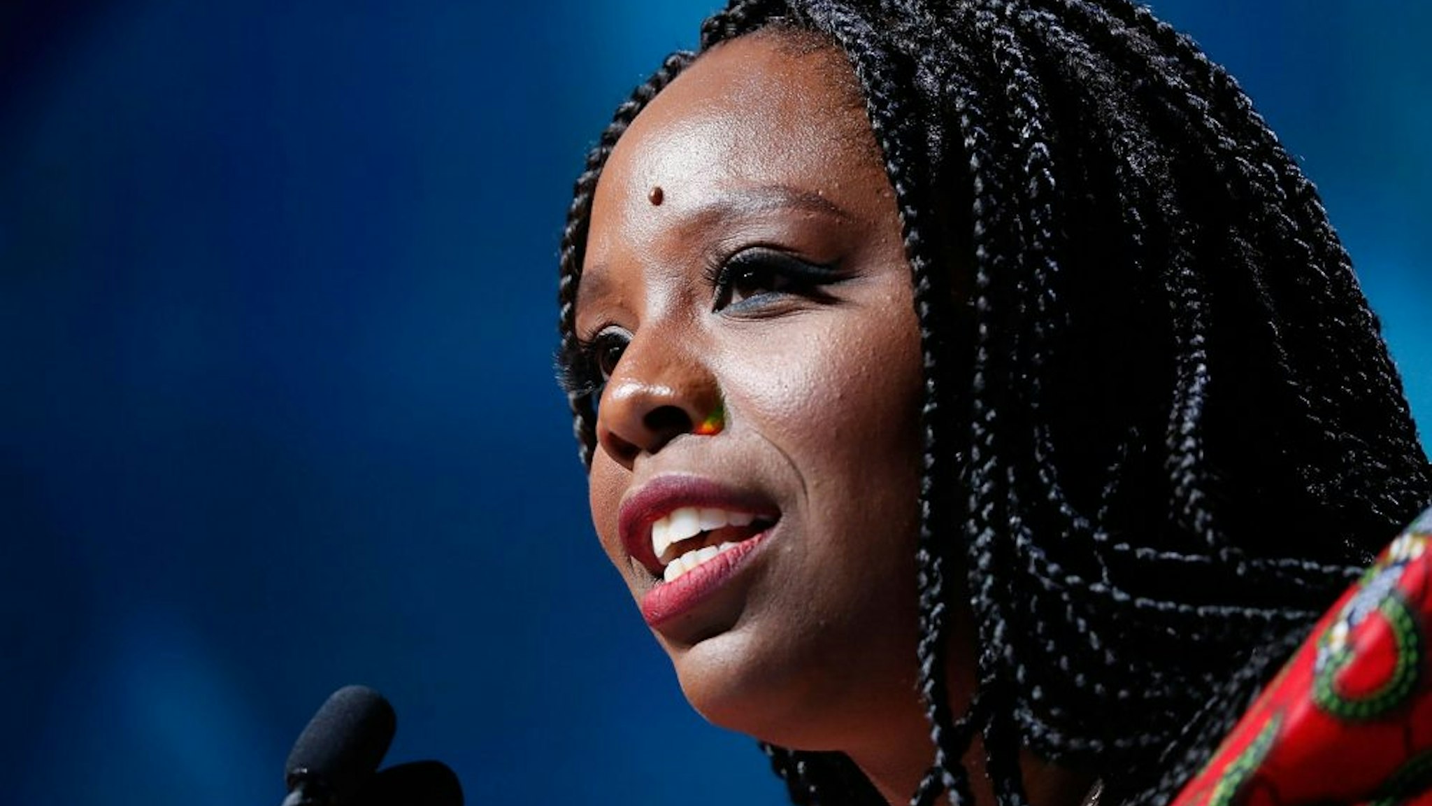 WASHINGTON, DC - JUNE 11: Honoree Patrisse Cullors speaks at the 2018 ACLU National Conference at the Washington Convention Center on June 11, 2018 in Washington, DC.