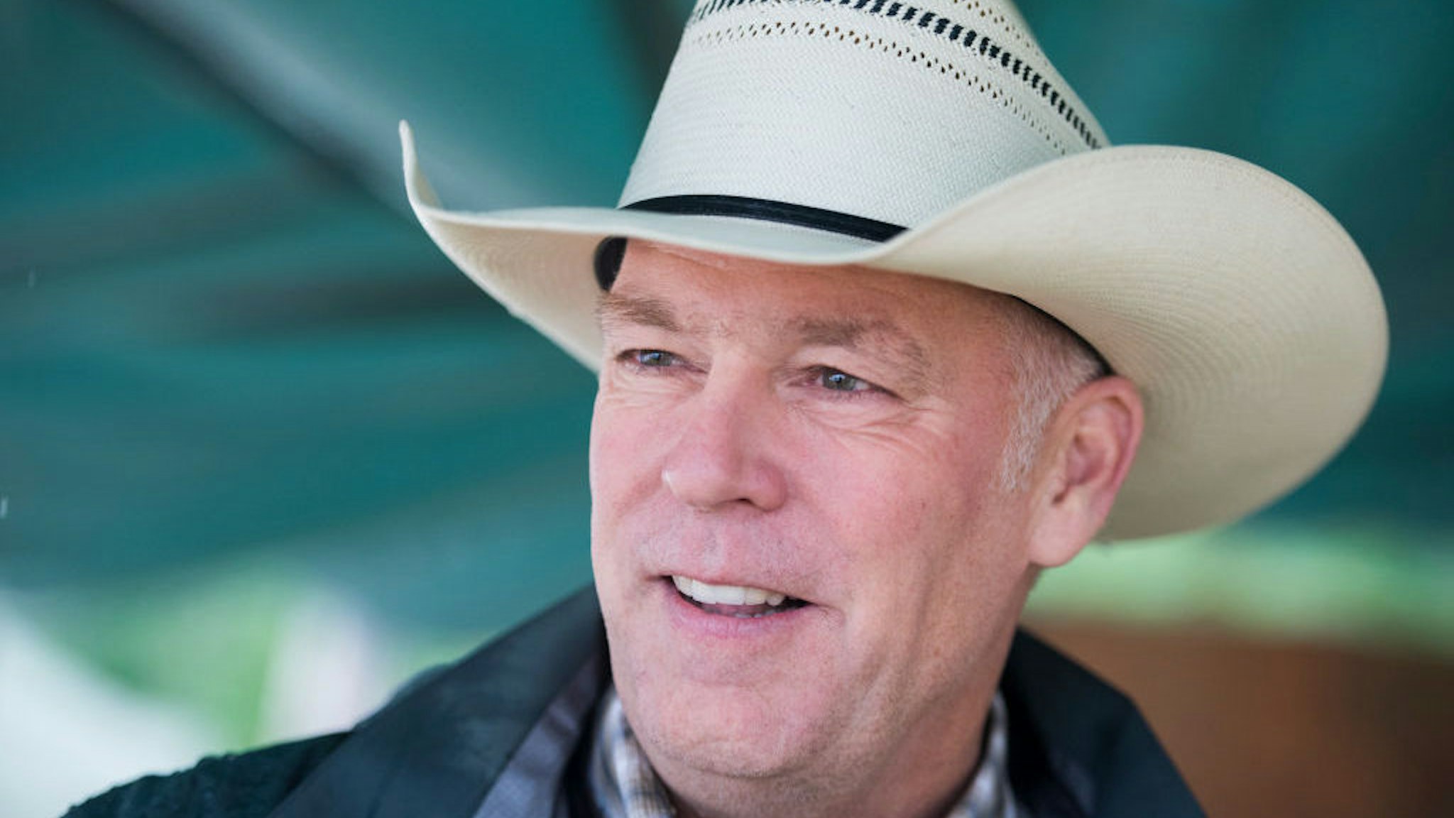 UNITED STATES - AUGUST 18: Rep. Greg Gianforte, R-Mont. attends the Crow Fair in Crow Agency, Mont., on August 18, 2018. Gianforte is being challenged by Democrat Kathleen Williams. (Photo By Tom Williams/CQ Roll Call)
