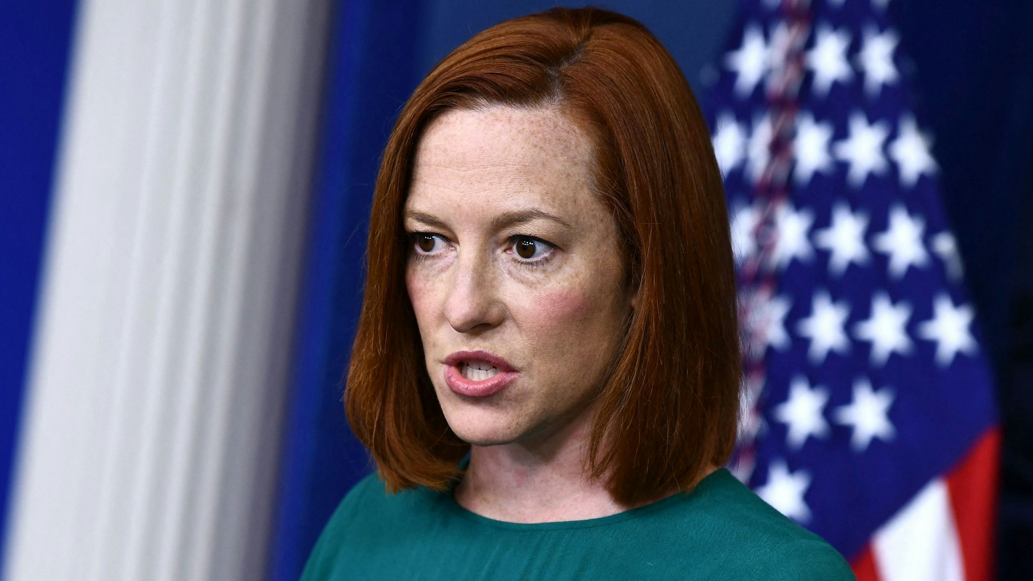 White House Press Secretary Jen Psaki speaks during the daily press briefing on April 6, 2021, in the Brady Briefing Room of the White House in Washington, DC.