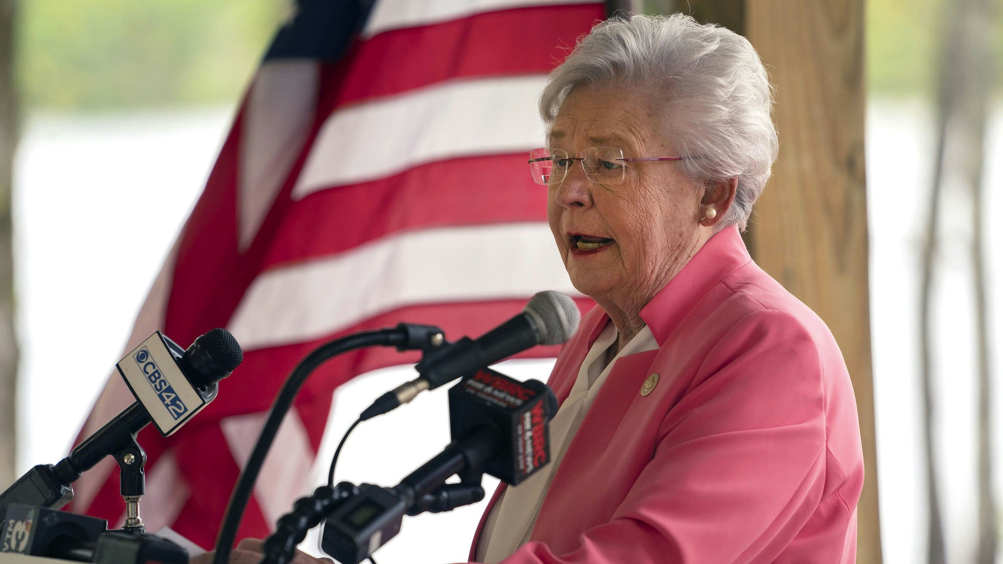Governor Kay Ivey spoke at the Alabama State Parks Foundation Capital Campaign Kick-off Thursday April 14, 2021 at Oak Mountain State Park in Pelham, Ala.