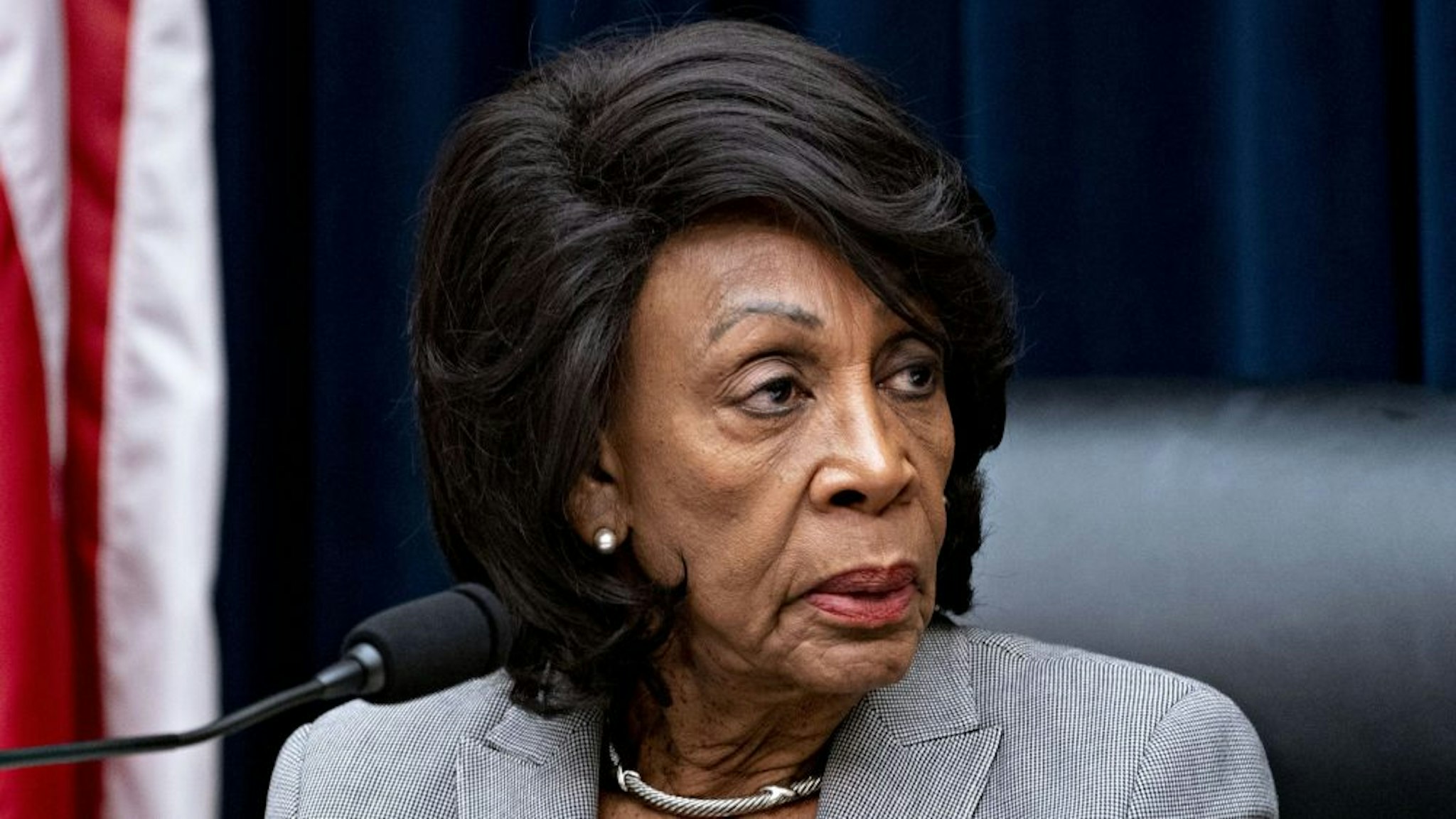 Representative Maxine Waters, a Democrat from California and chairwoman of the House Financial Services Committee, listens during a hearing with Steven Mnuchin, U.S. Treasury secretary, not pictured, in Washington, D.C., U.S., on Thursday, Dec. 5, 2019. Mnuchin said he and the Federal Reserve Chairman dont expect the U.S. to create a digital currency.