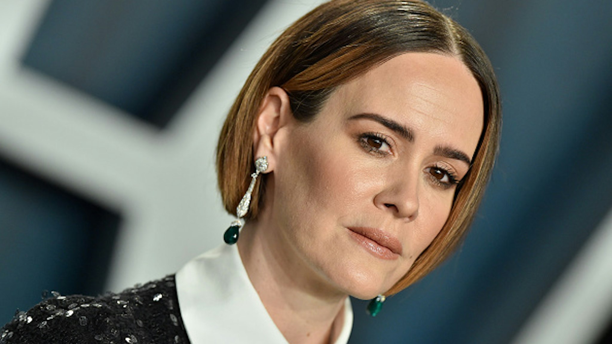 BEVERLY HILLS, CALIFORNIA - FEBRUARY 09: Sarah Paulson attends the 2020 Vanity Fair Oscar Party hosted by Radhika Jones at Wallis Annenberg Center for the Performing Arts on February 09, 2020 in Beverly Hills, California.
