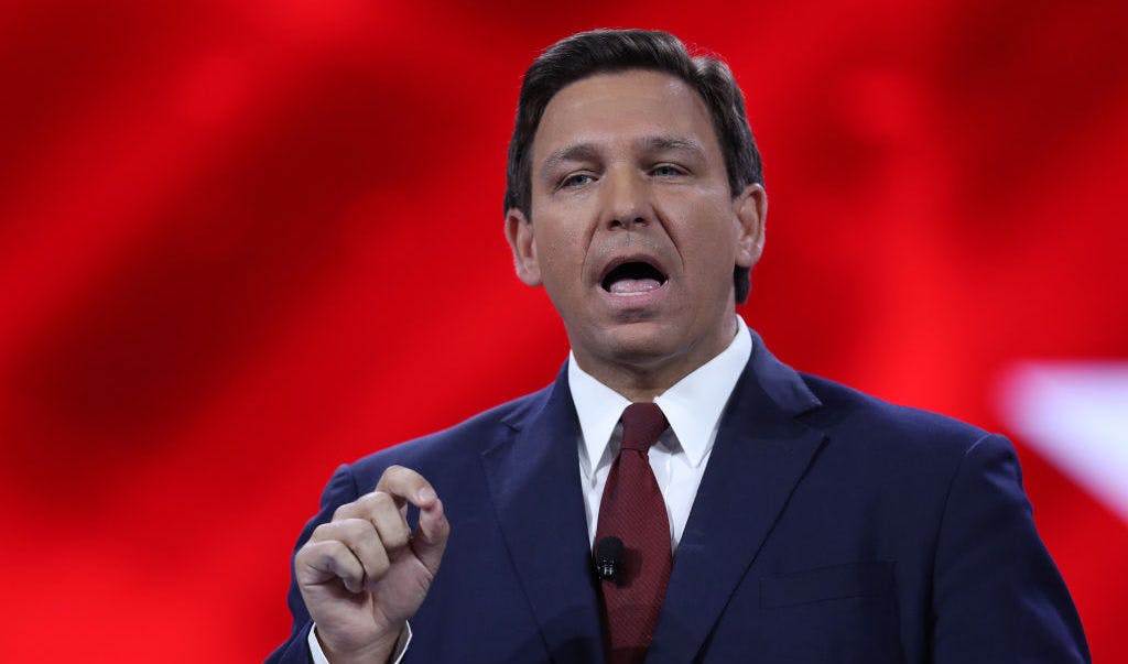 ORLANDO, FLORIDA - FEBRUARY 26: Florida Gov. Ron DeSantis speaks at the opening of the Conservative Political Action Conference at the Hyatt Regency on February 26, 2021 in Orlando, Florida. Begun in 1974, CPAC brings together conservative organizations, activists and world leaders to discuss issues important to them. (Photo by Joe Raedle/Getty Images)