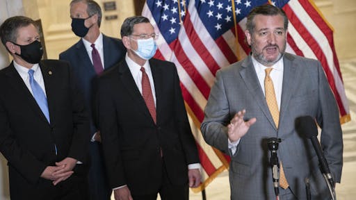 Ted Cruz Senator Ted Cruz, a Republican from Texas, speaks during a news conference following a Republican caucus luncheon on Capitol Hill in Washington, D.C., U.S., on Wednesday, March 24, 2021. President Biden is meeting today with key cabinet members and immigration advisers as he faces mounting pressure to address the influx of migrants that has overwhelmed shelters at the U.S. southern border. Photographer: Sarah Silbiger/Bloomberg