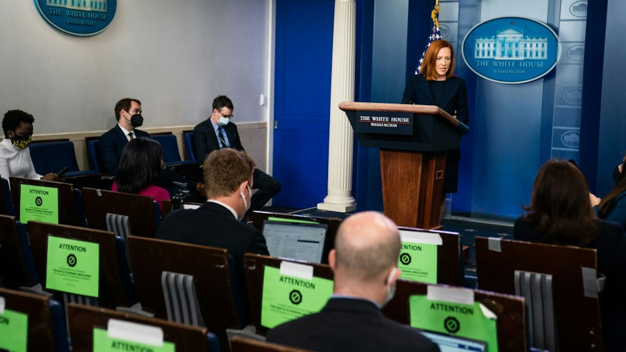 WASHINGTON, DC March 29, 2021: White House Press Secretary Jen Psaki during the daily press briefing in the James Brady Room at the White House on March 29, 2021. (Photo by