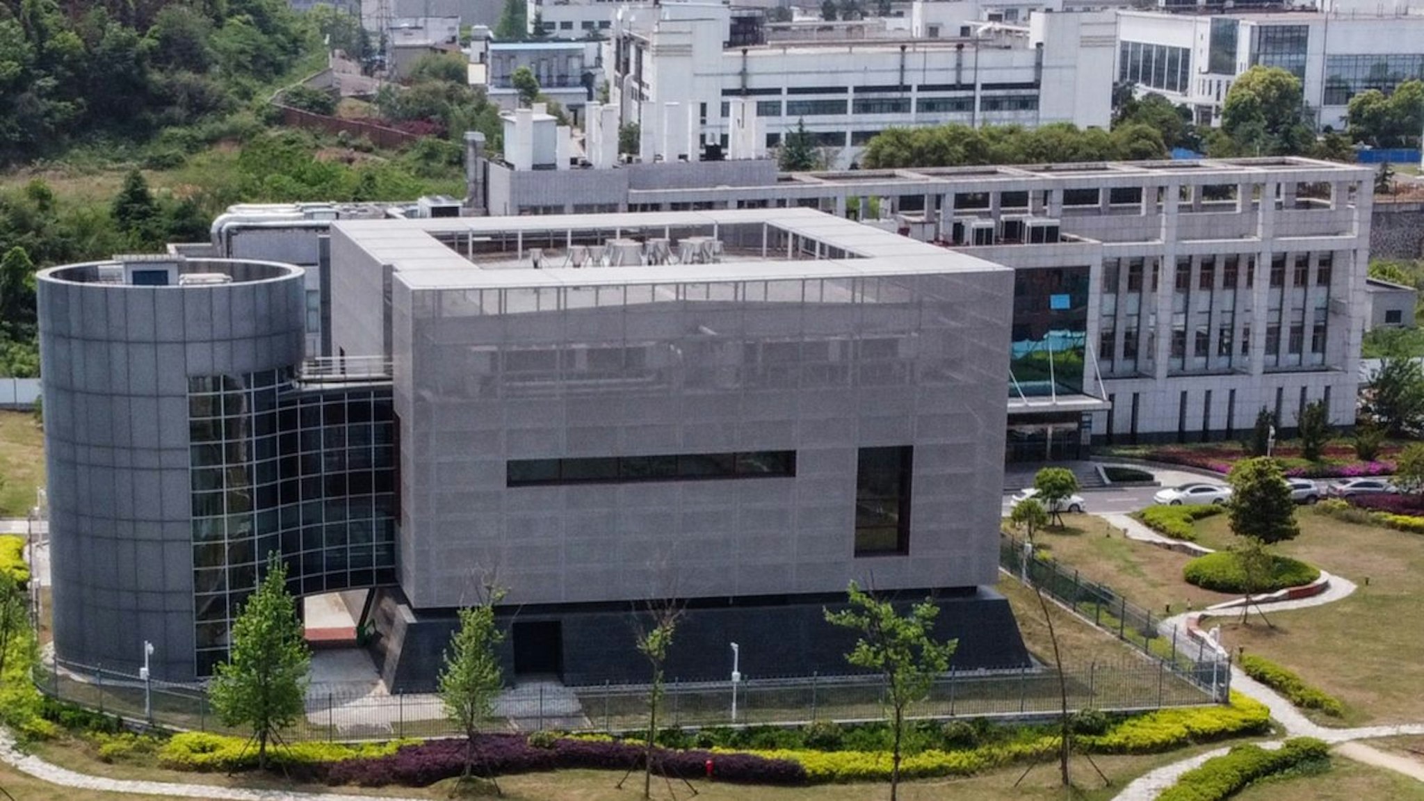 An aerial view shows the P4 laboratory at the Wuhan Institute of Virology in Wuhan in China's central Hubei province on April 17, 2020.