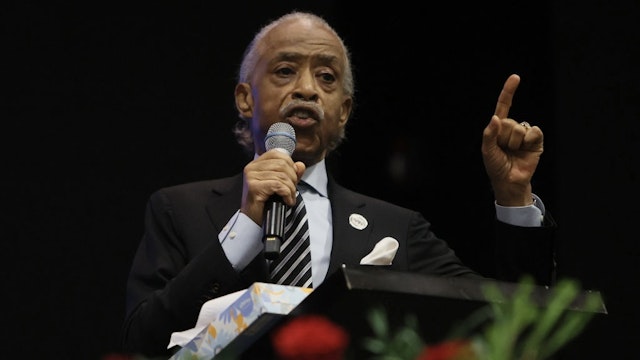 ELIZABETH CITY, NORTH CAROLINA - MAY 03: The Rev. Al Sharpton speaks at the funeral of Andrew Brown Jr. at the Fountain of Life church on May 03, 2021 in Elizabeth City, North Carolina. Mr. Brown was shot to death by Pasquotank County Sheriff's deputies on April 21. (Photo by Joe Raedle/Getty Images)