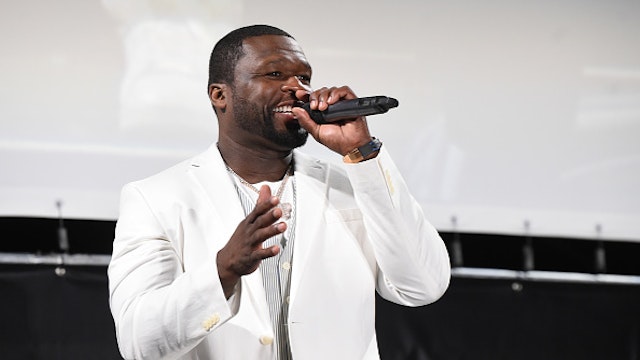 WATER MILL, NEW YORK - SEPTEMBER 05: Curtis "50 Cent" Jackson speaks onstage at the Hamptons premiere of "POWER BOOK II: GHOST" presented by STARZ &amp; Curtis "50 Cent" Jackson on September 05, 2020 in Water Mill, New York.