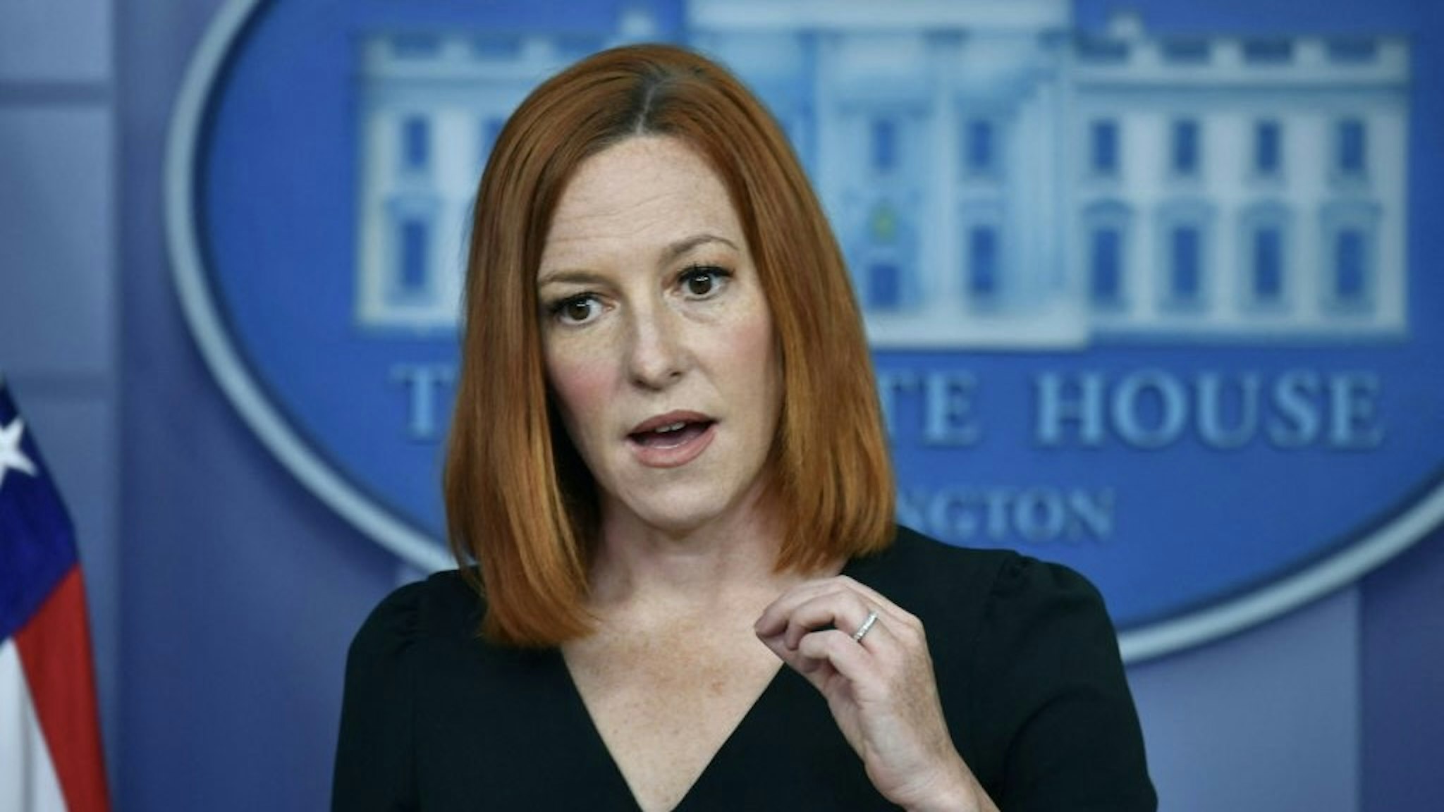 White House Press Secretary Jen Psaki speaks during the daily press briefing at the White House on May 4, 2021 in Washington, DC. (Photo by Nicholas Kamm / AFP) (Photo by NICHOLAS KAMM/AFP via Getty Images)