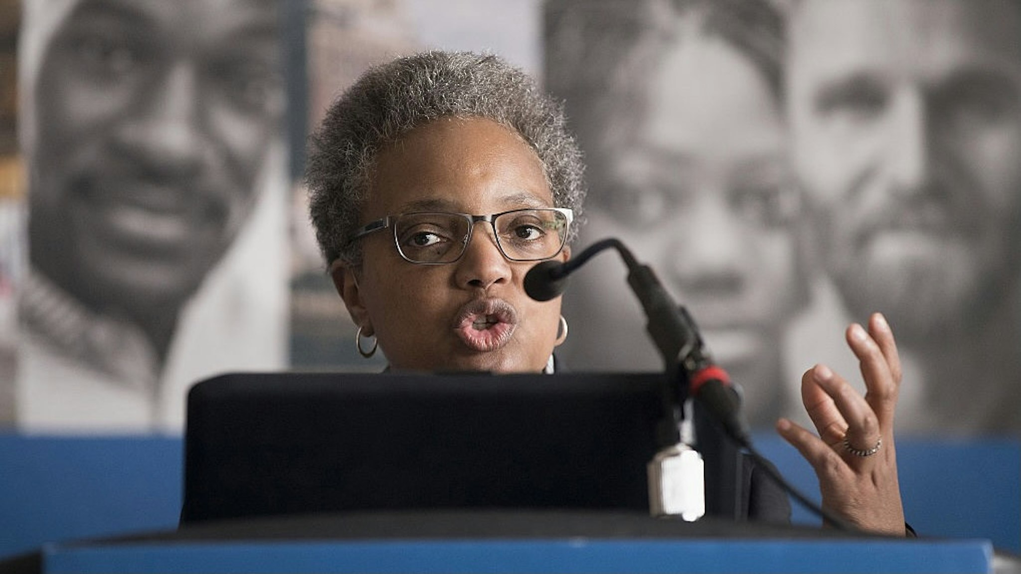 Task Force Finds Entrenched Racism In Chicago Police Department CHICAGO, IL - APRIL 13: Lori Lightfoot, chair of the Chicago Police Board, addresses community leaders and members of the news media about the findings of the Police Accountability Task Force on April 13, 2016 in Chicago, Illinois. The task force found the Chicago Police Department was plagued by systematic racism and had lost the trust of the community. (Photo by Scott Olson/Getty Images)