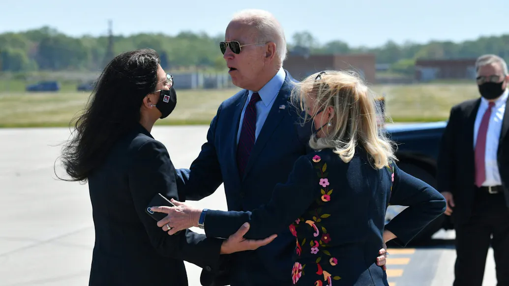 Biden Praises ‘Fighter’ Rashida Tlaib After Tarmac Confrontation Over Israel: ‘Admire Your Intellect’