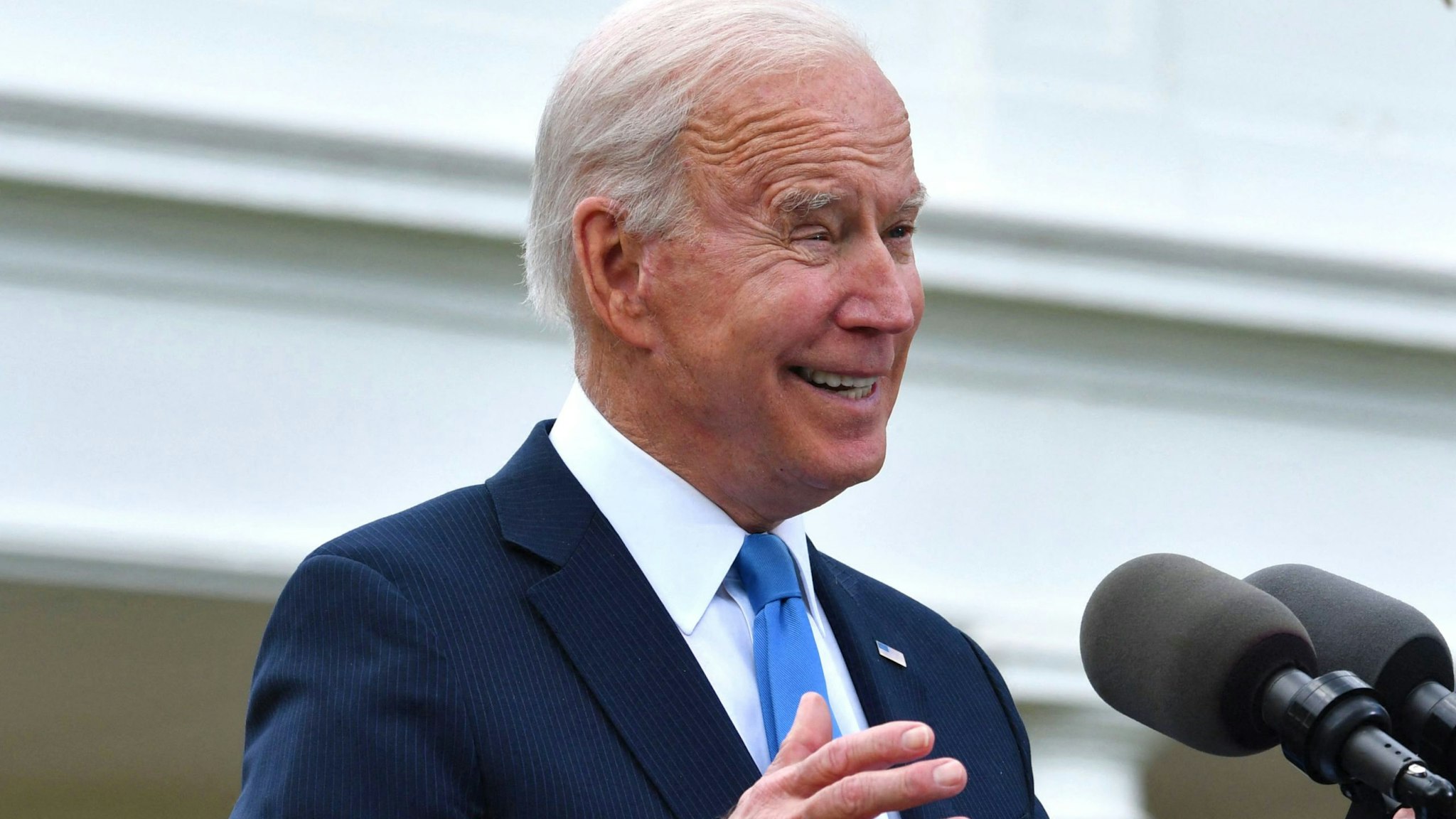 US President Joe Biden delivers remarks on Covid-19 response and the vaccination program, from the Rose Garden of the White House, Washington, DC on May 13, 2021.