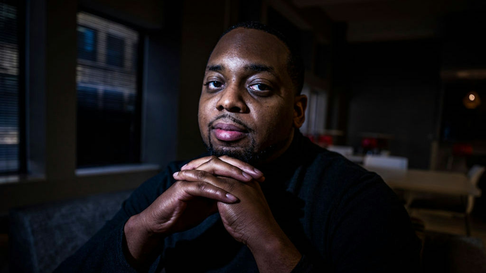 On Wednesday April 28, 2021 in downtown Minneapolis MN, Brandon Mitchell, a juror in the Derek Chauvin trial for the death of George Floyd, speaks out about his experience. (Star Tribune via Getty Images / Contributor)
