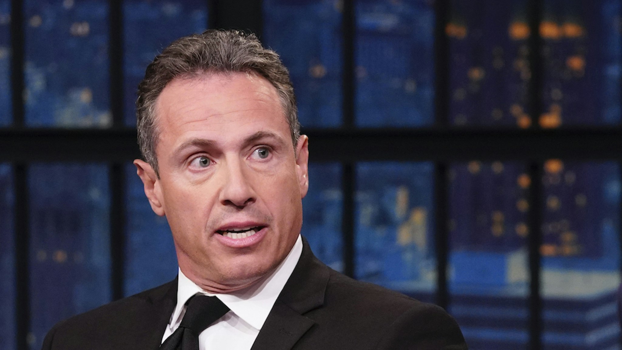 LATE NIGHT WITH SETH MEYERS -- Episode 867 -- Pictured: (l-r) CNN's Chris Cuomo during an interview with host Seth Meyers on August 1, 2019 -- (Photo by: Lloyd Bishop/NBC/NBCU Photo Bank)