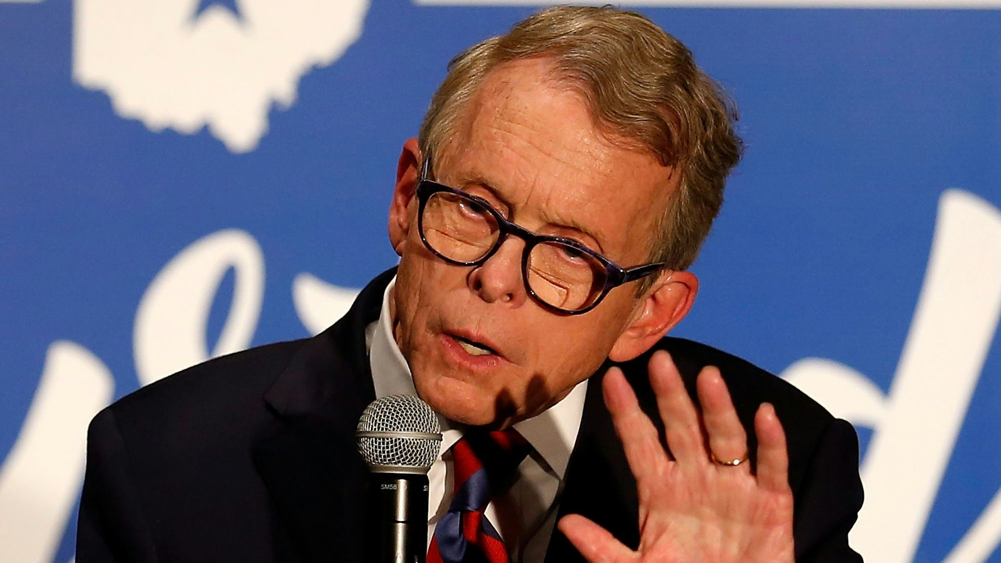 COLUMBUS, OH - NOVEMBER 02: Republican Gubernatorial Candidate Ohio Attorney General Mike DeWine lists some of his political accomplishments and explains to supporters why he is the best choice for governor during a campaign event at the Boat House at Confluence Park on November 2, 2018 in Columbus, Ohio. DeWine is running against former Ohio Attorney General and Democratic Gubernatorial Candidate Richard Cordray for the governorship of Ohio, currently held by Republican and 2016 Presidential candidate John Kasich, who has reached his term limit.