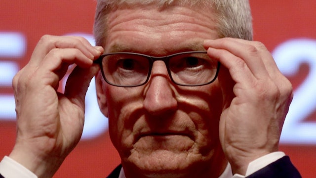 Apple CEO Tim Cook attends the Economic Summit held for the China Development Forum in Beijing on March 23, 2019.