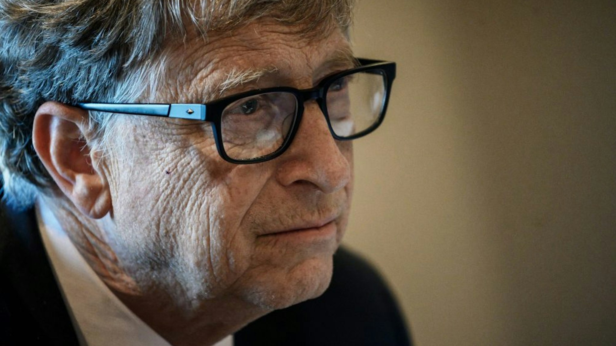 US Microsoft founder, Co-Chairman of the Bill &amp; Melinda Gates Foundation, Bill Gates, takes part in a conference call on October 9, 2019, in Lyon, central eastern France, during the funding conference of Global Fund to Fight AIDS, Tuberculosis and Malaria. - The Global Fund to Fight AIDS, Tuberculosis and Malaria on October 9, 2019, opened a drive to raise $14 billion to fight a global epidemics but face an uphill battle in the face of donor fatigue. The fund has asked for $14 billion, an amount it says would help save 16 million lives, avert "234 million infections" and place the world back on track to meet the UN objective of ending the epidemics of HIV/AIDS, tuberculosis and malaria within 10 years.