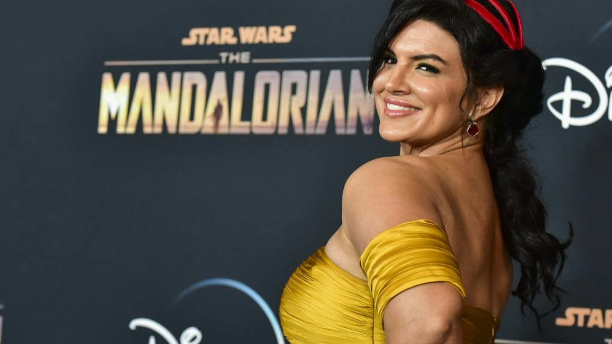 LOS ANGELES, CALIFORNIA - NOVEMBER 13: Gina Carano attends the premiere of Disney+'s "The Mandalorian" at El Capitan Theatre on November 13, 2019 in Los Angeles, California.