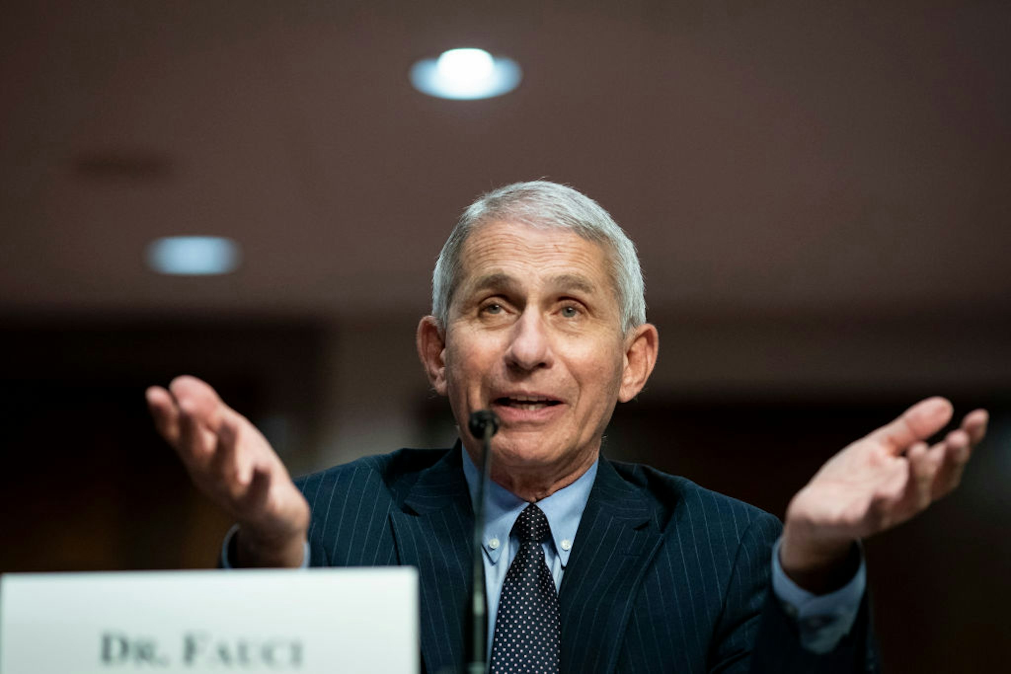 WASHINGTON, DC - JUNE 30: Dr. Anthony Fauci, director of the National Institute of Allergy and Infectious Diseases, speaks during a Senate Health, Education, Labor and Pensions Committee hearing on June 30, 2020 in Washington, DC. Top federal health officials discussed efforts for safely getting back to work and school during the coronavirus pandemic.