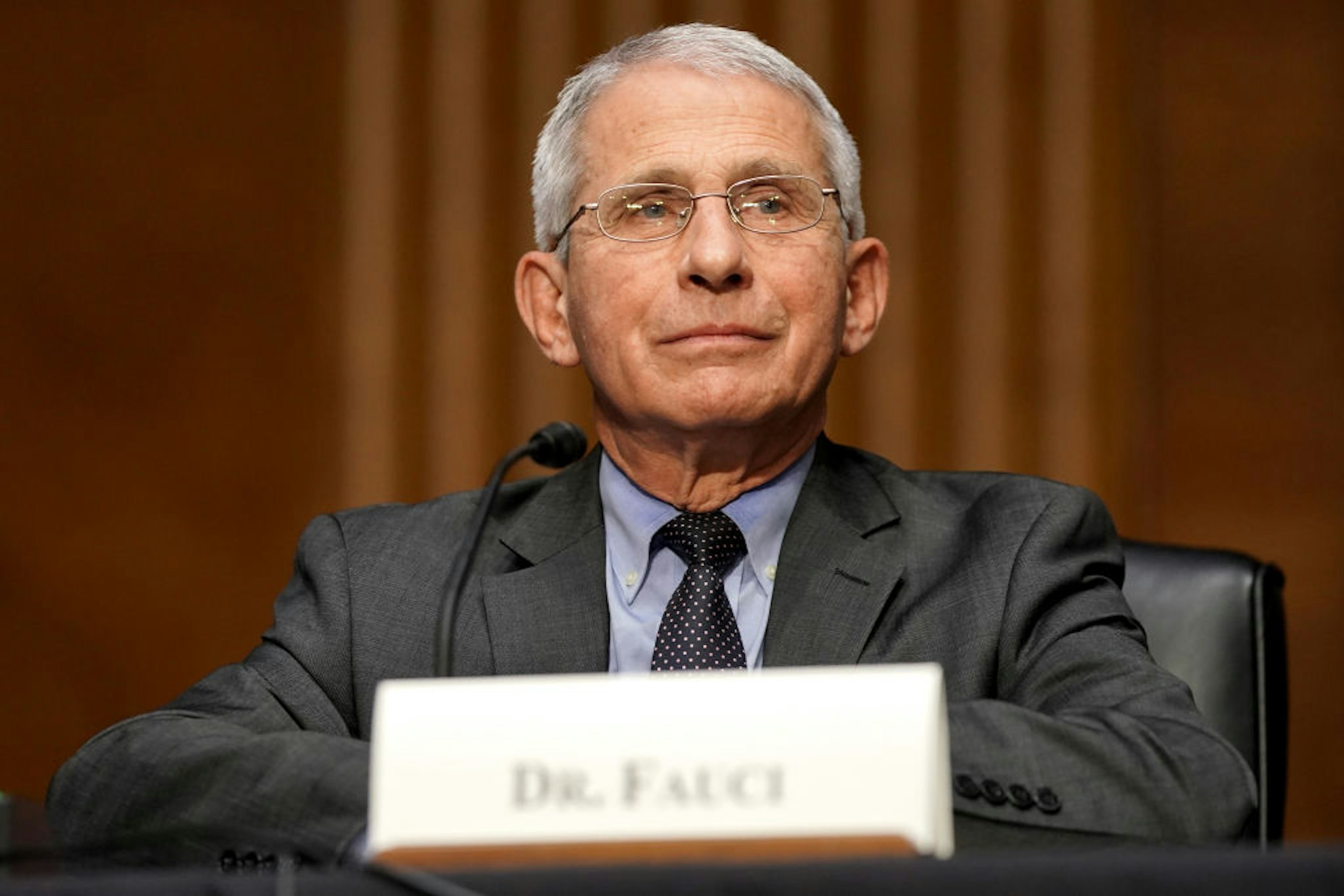 Dr. Anthony Fauci, director of the National Institute of Allergy and Infectious Diseases, speaks during a Senate Health, Education, Labor and Pensions Committee hearing to discuss the ongoing federal response to COVID-19 on May 11, 2021 in Washington, DC.