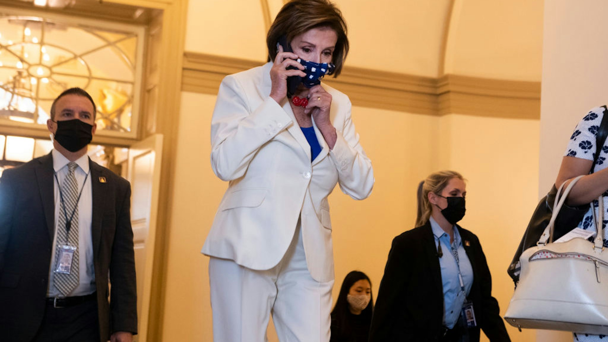 UNITED STATES - MAY 20: Speaker of the House Nancy Pelosi, D-Calif., arrives to the Capitol on Thursday, May 20, 2021. (Photo By Tom Williams/CQ-Roll Call, Inc via Getty Images)