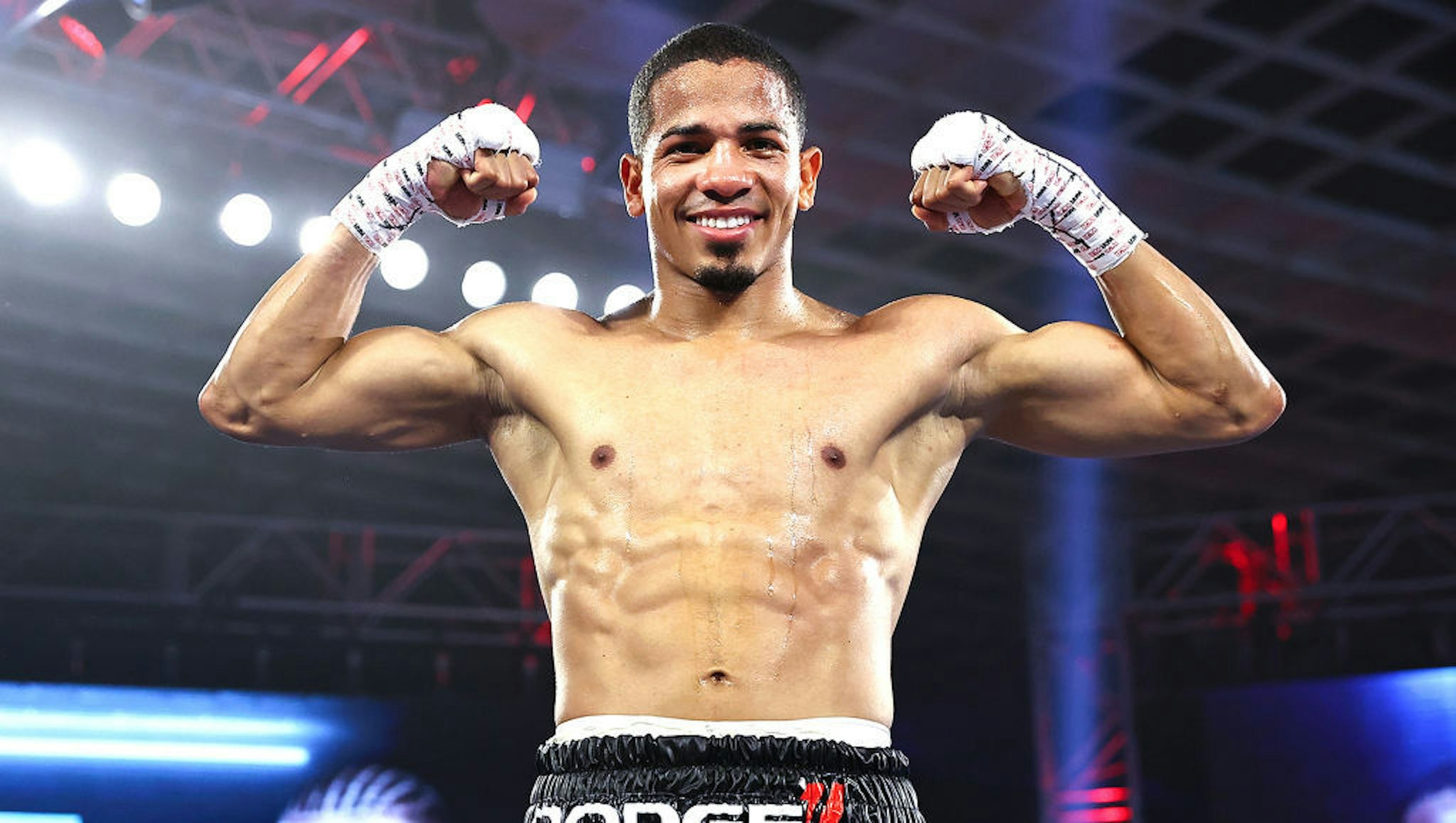 LAS VEGAS, NEVADA - JULY 16: In this handout image provided by Top Rank, Felix Verdejo poses after defeating Will Madera (not pictured) during their lightweight bout at MGM Grand Conference Center Grand Ballroom on July 16, 2020 in Las Vegas, Nevada. (Photo by Mikey Williams/Top Rank via Getty Images)