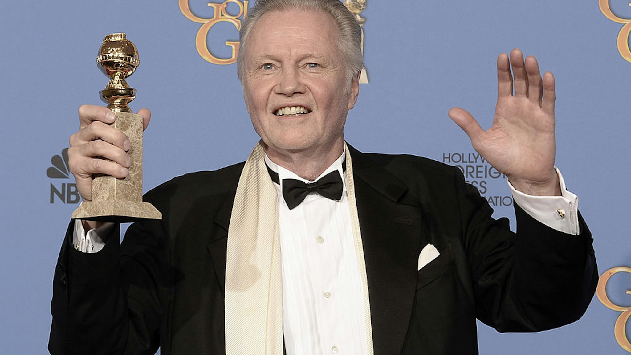 BEVERLY HILLS, CA - JANUARY 12: Actor Jon Voight, winner of Best Supporting Actor in a Series, Miniseries, or Television Film for 'Ray Donovan,' poses in the press room during the 71st Annual Golden Globe Awards held at The Beverly Hilton Hotel on January 12, 2014 in Beverly Hills, California. (Photo by Kevin Winter/Getty Images)