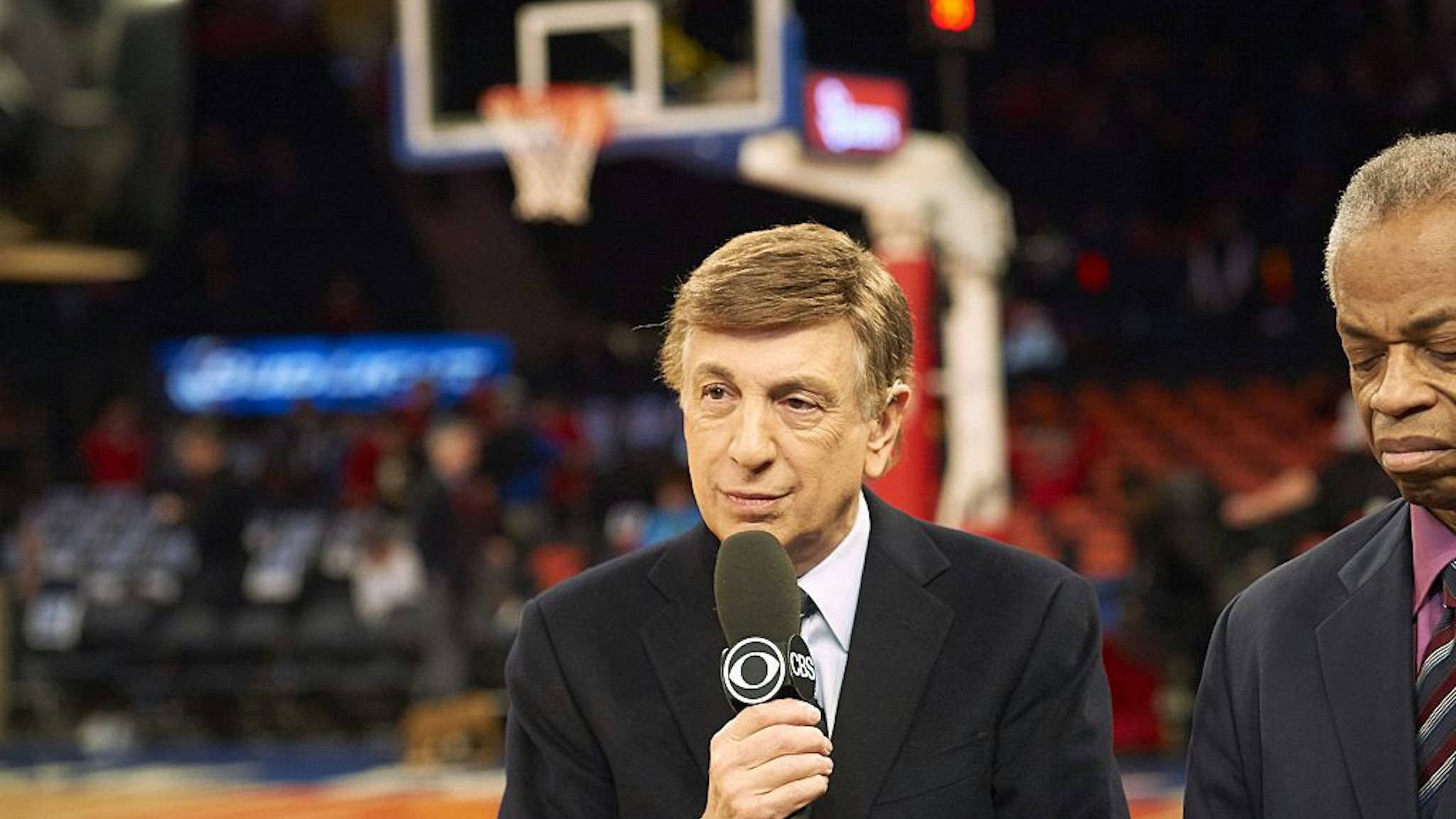 College Basketball: CBS Sports play by play announcer Marv Albert before St. John's vs Georgetown game at Madison Square Garden. New York, NY 2/28/2015 CREDIT: Porter Binks (Photo by Porter Binks /Sports Illustrated via Getty Images) (Set Number: X159305 TK1 )