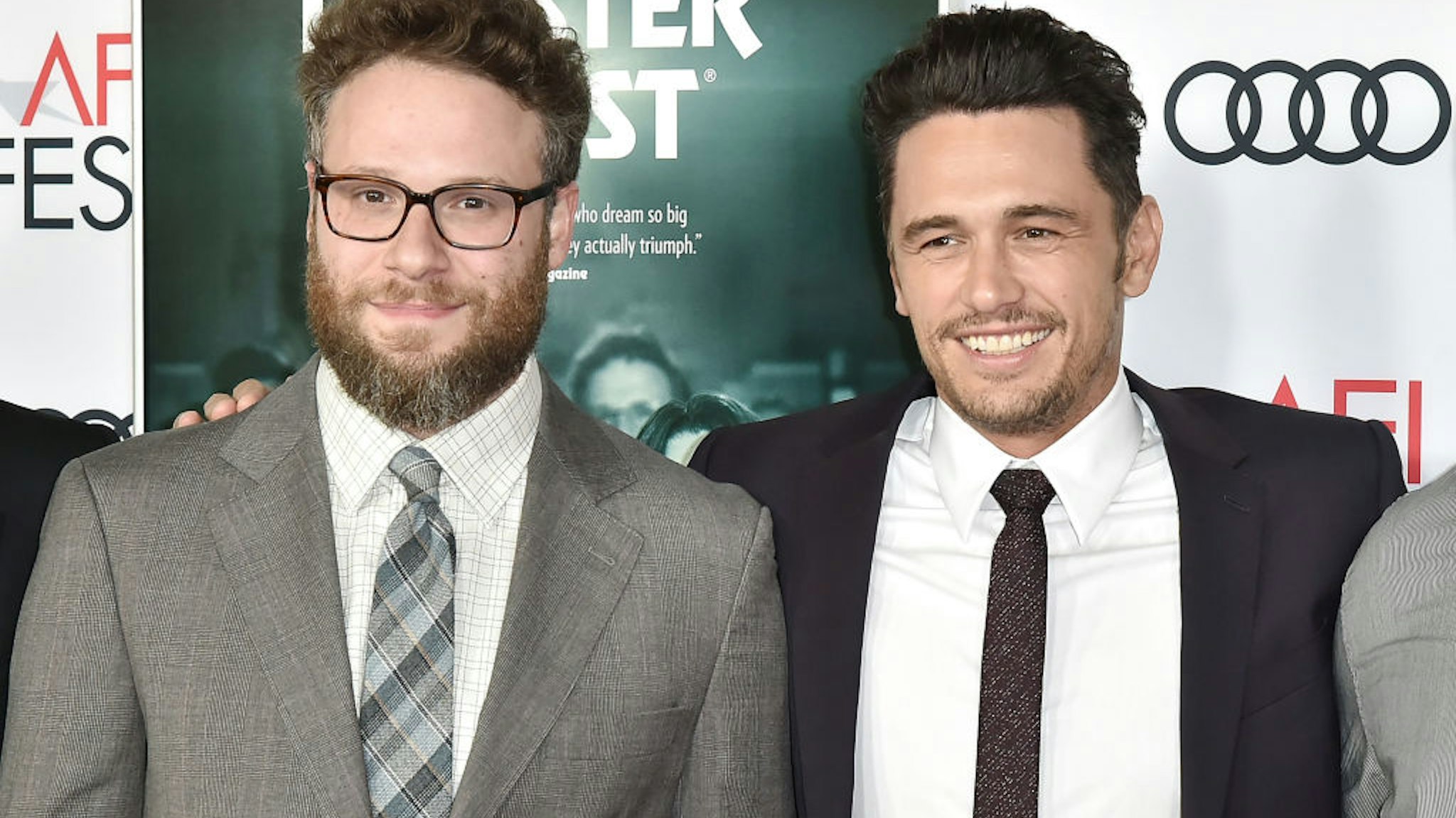 HOLLYWOOD, CA - NOVEMBER 12: Seth Rogen and James Franco attend the AFI FEST 2017 Presented By Audi - Screening Of "The Disaster Artist" - Arrivals at TCL Chinese Theatre on November 12, 2017 in Hollywood, California. (Photo by David Crotty/Patrick McMullan via Getty Images)