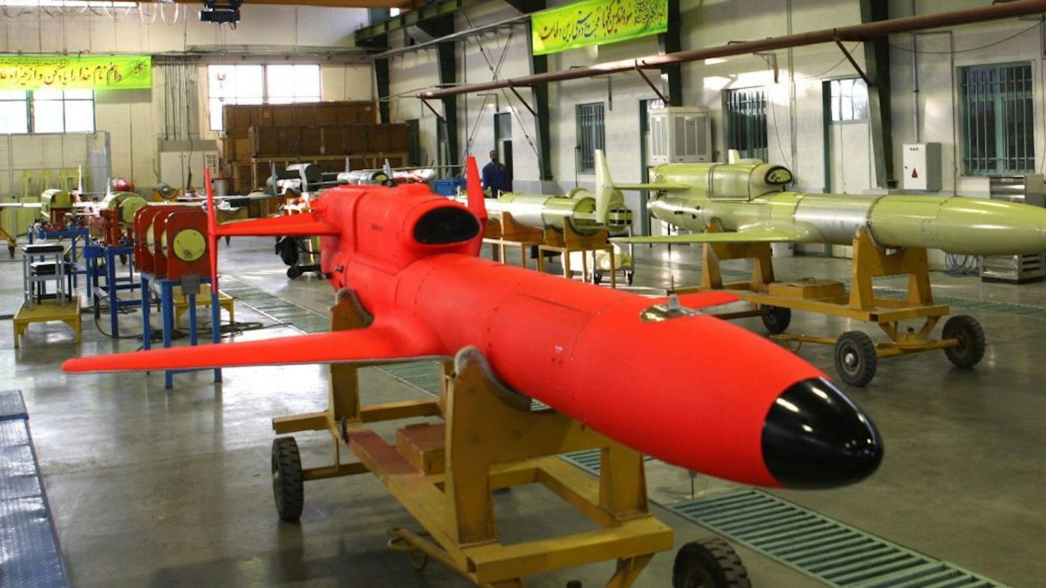 View on the Karrar drone aircraft long-range, unmanned bomber aircraft.