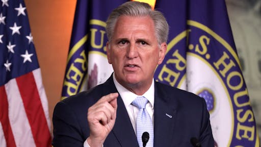 Minority Leader McCarthy Speaks To Media In Weekly News Conference WASHINGTON, DC - JUNE 25: U.S. House Minority Leader Rep. Kevin McCarthy (R-CA) speaks during his weekly news conference June 25, 2020 on Capitol Hill in Washington, DC. McCarthy discuss various topics including the police reform bill.