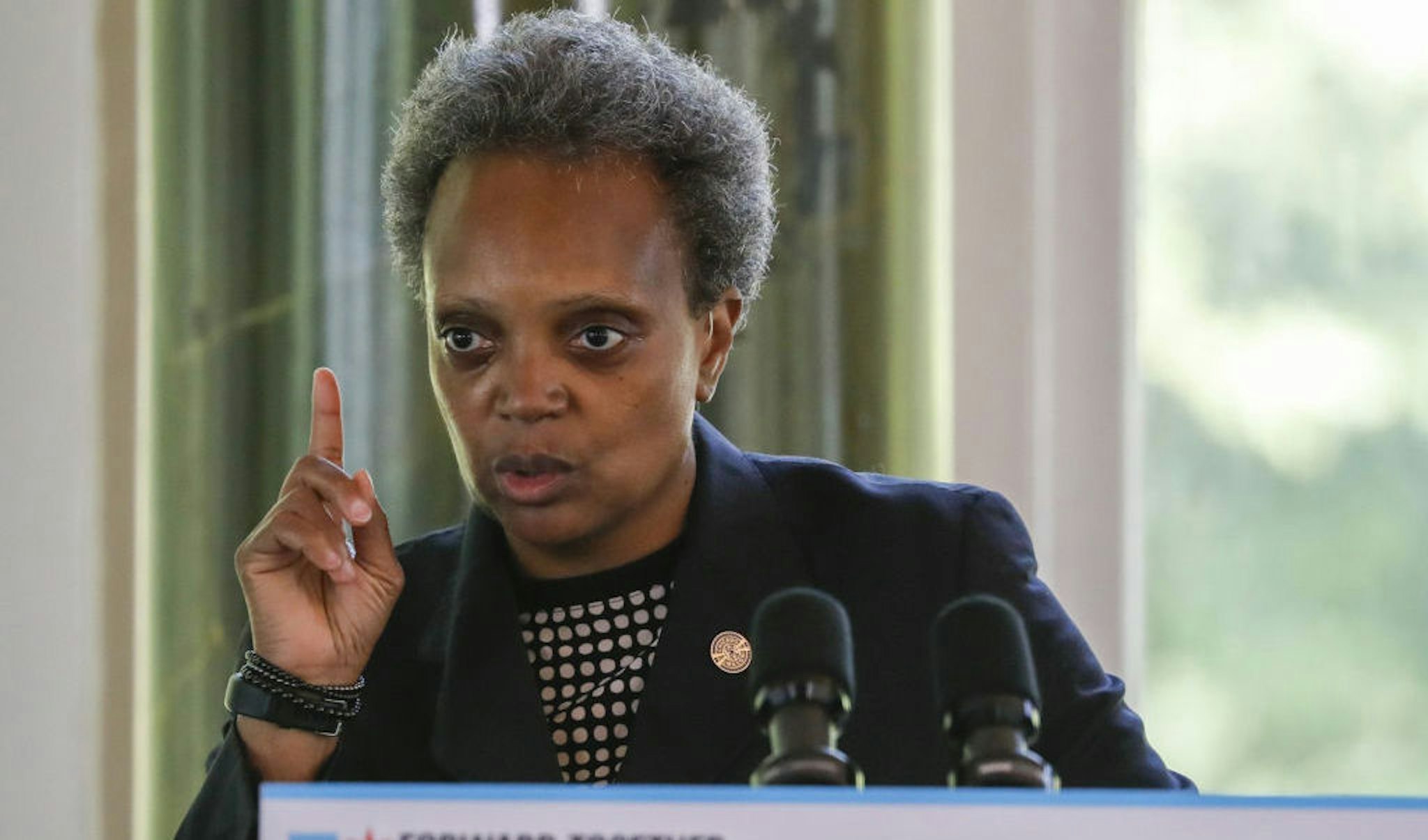 Mayor Lori Lightfoot at South Shore Cultural Center in Chicago on July 9, 2020. (Jose M. Osorio/Chicago Tribune/TNS)