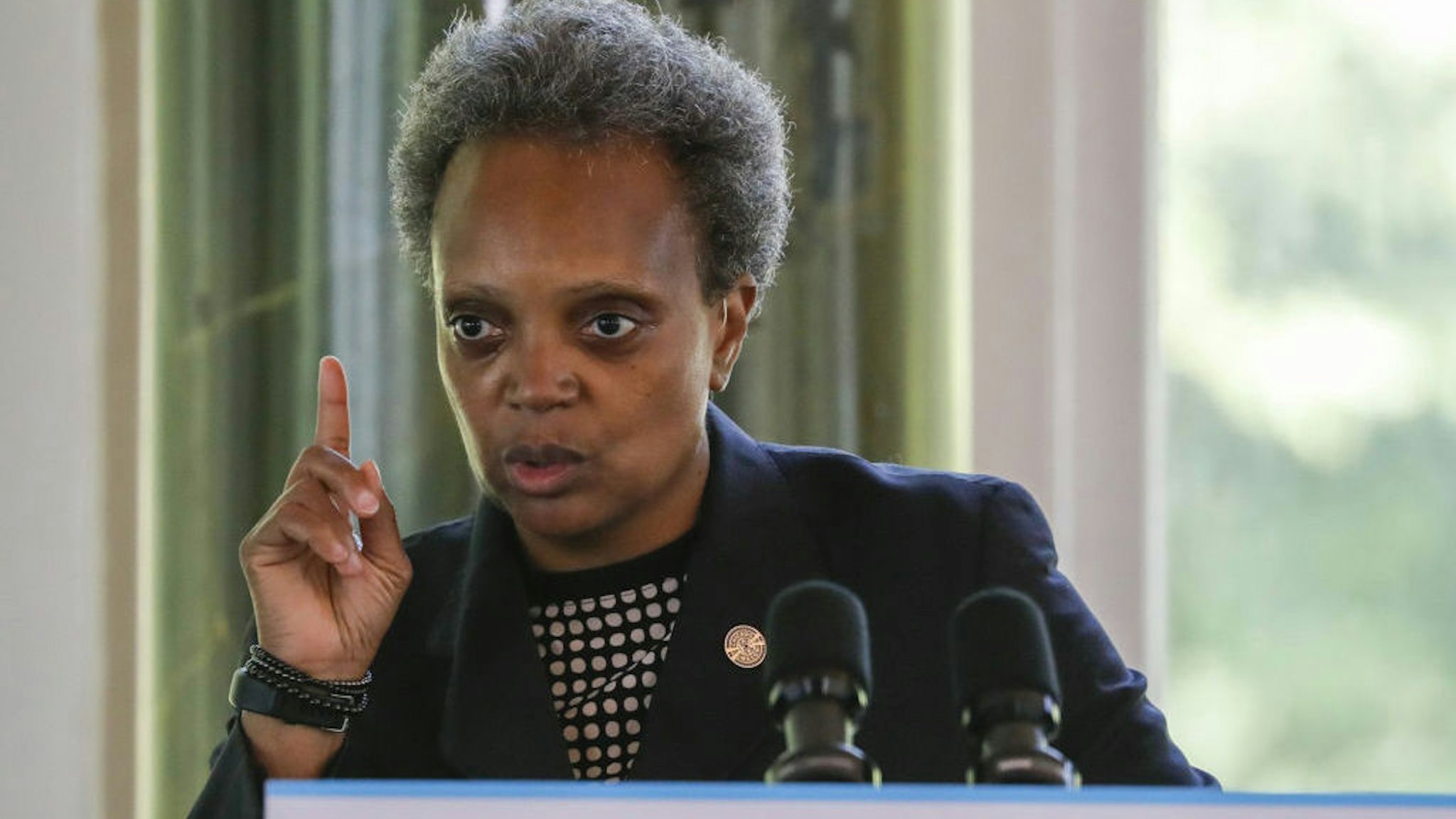 Mayor Lori Lightfoot at South Shore Cultural Center in Chicago on July 9, 2020. (Jose M. Osorio/Chicago Tribune/TNS)