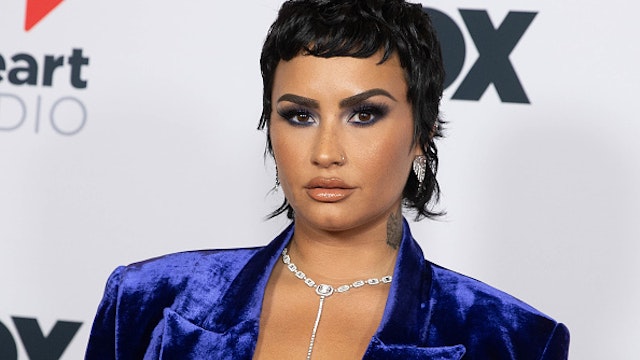 LOS ANGELES, CALIFORNIA - MAY 27: Demi Lovato is seen arriving at the 2021 iHeartRadio Music Awards on May 27, 2021 in Los Angeles, California. EDITORIAL USE ONLY