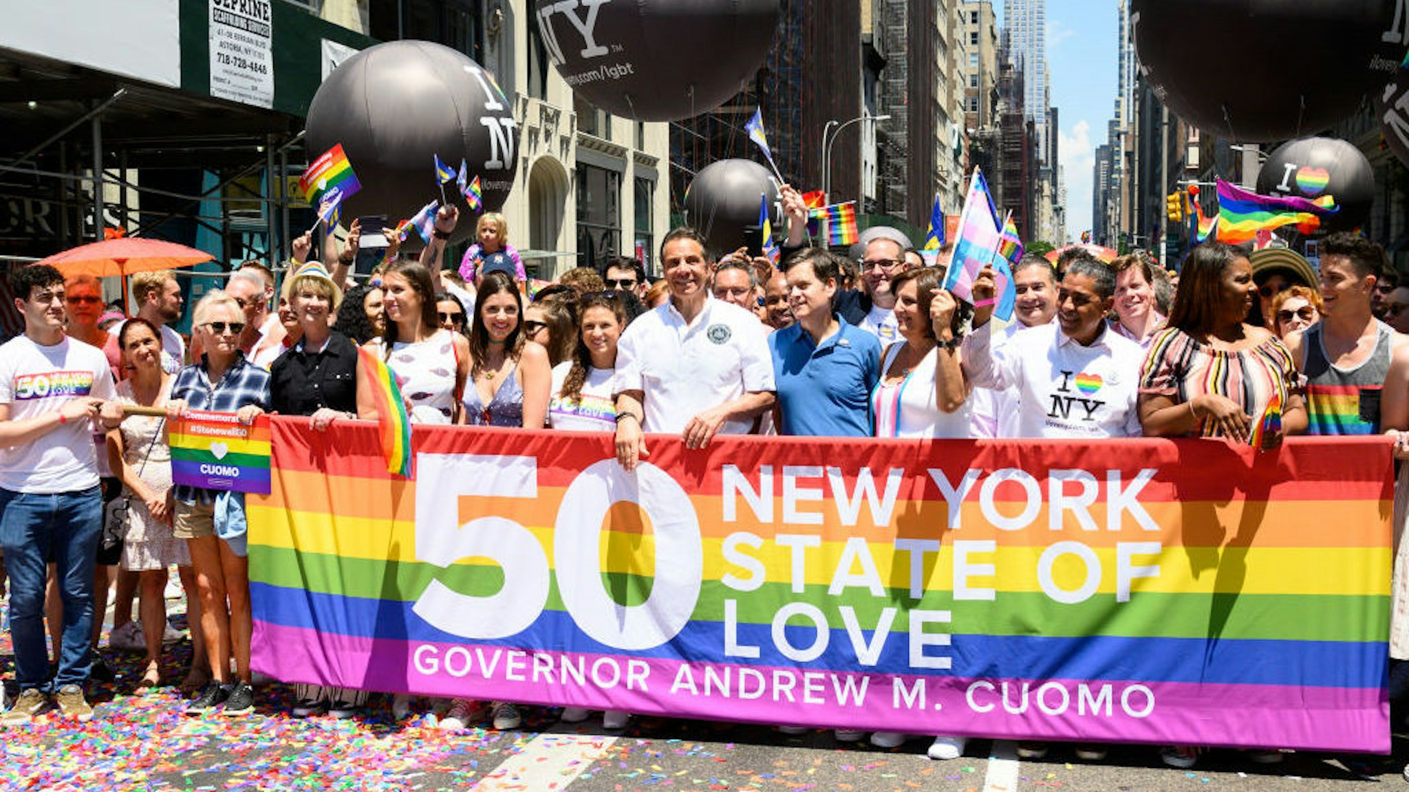 NEW YORK, NY, UNITED STATES - 2019/06/30: New York State Governor Andrew Cuomo (D) during the New York City Pride March on Fifth Avenue in New York City. (Photo by Michael Brochstein/SOPA Images/LightRocket via Getty Images)