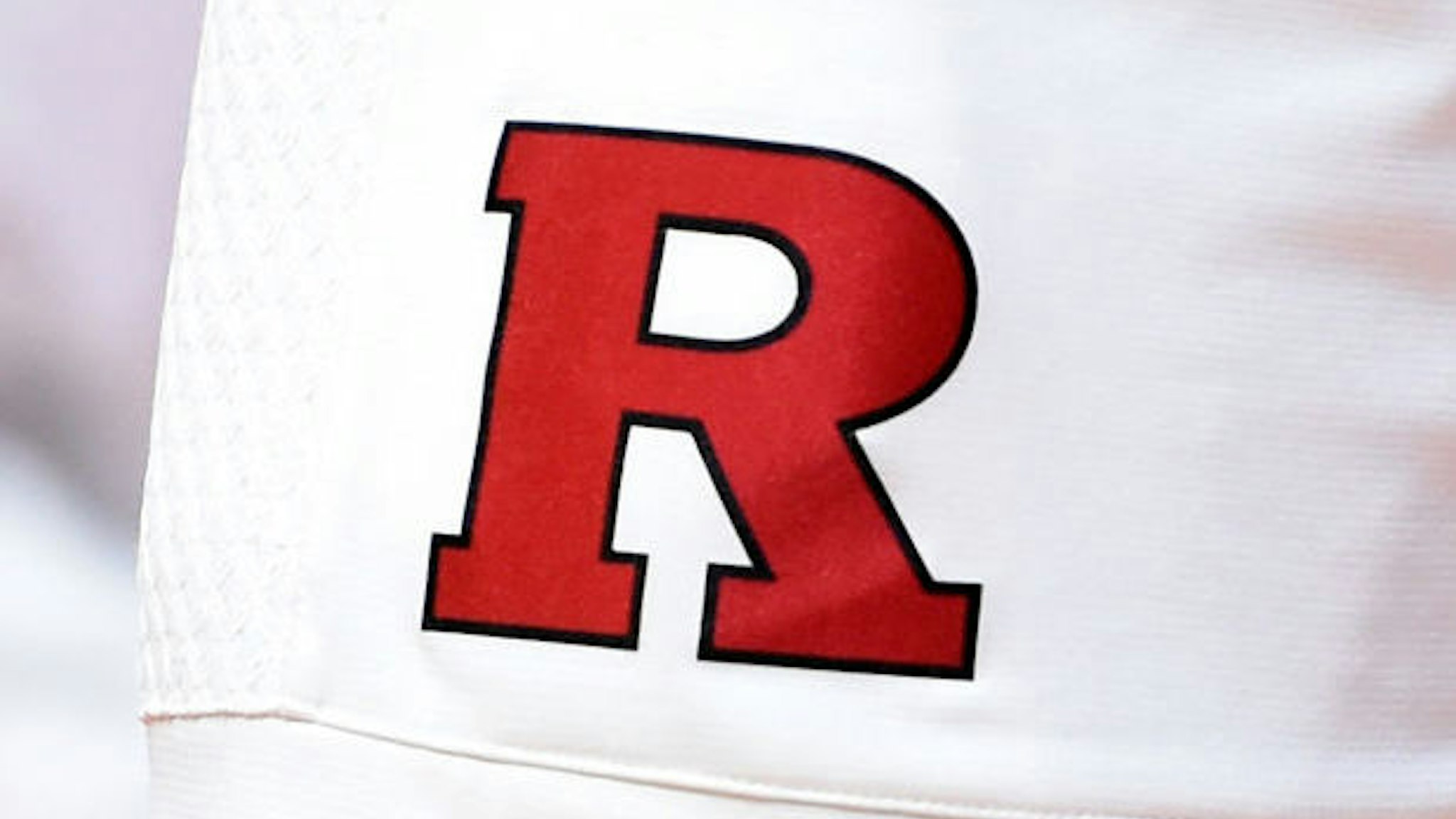 The Rutgers Scarlet Knights logo on their uniforms during the game against the Maryland Terrapins at Rutgers Athletic Center on March 3, 2020 in Piscataway, New Jersey. (Photo by G Fiume/Maryland Terrapins/Getty Images)