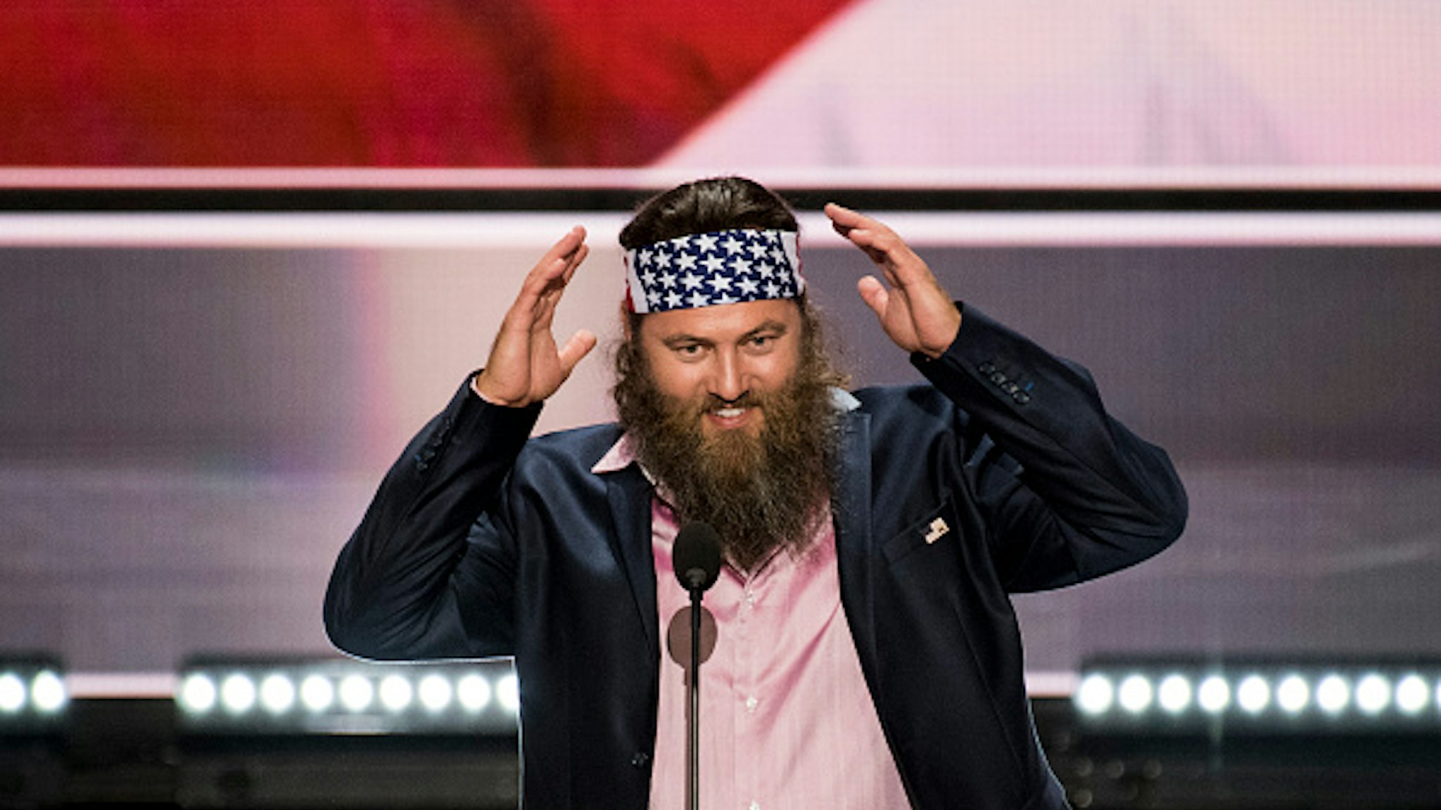 UNITED STATES - JULY 18: Willie Robertson, of the "Duck Dynasty" television show, speaks at the 2016 Republican National Convention in Cleveland, Ohio on Monday, July 18, 2016.