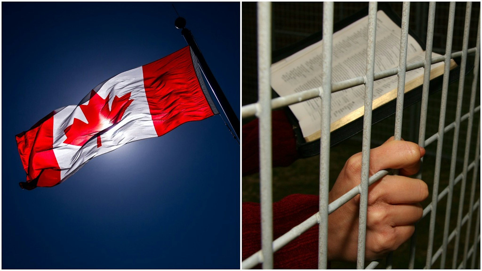 Canada flag and imprisoned Christian