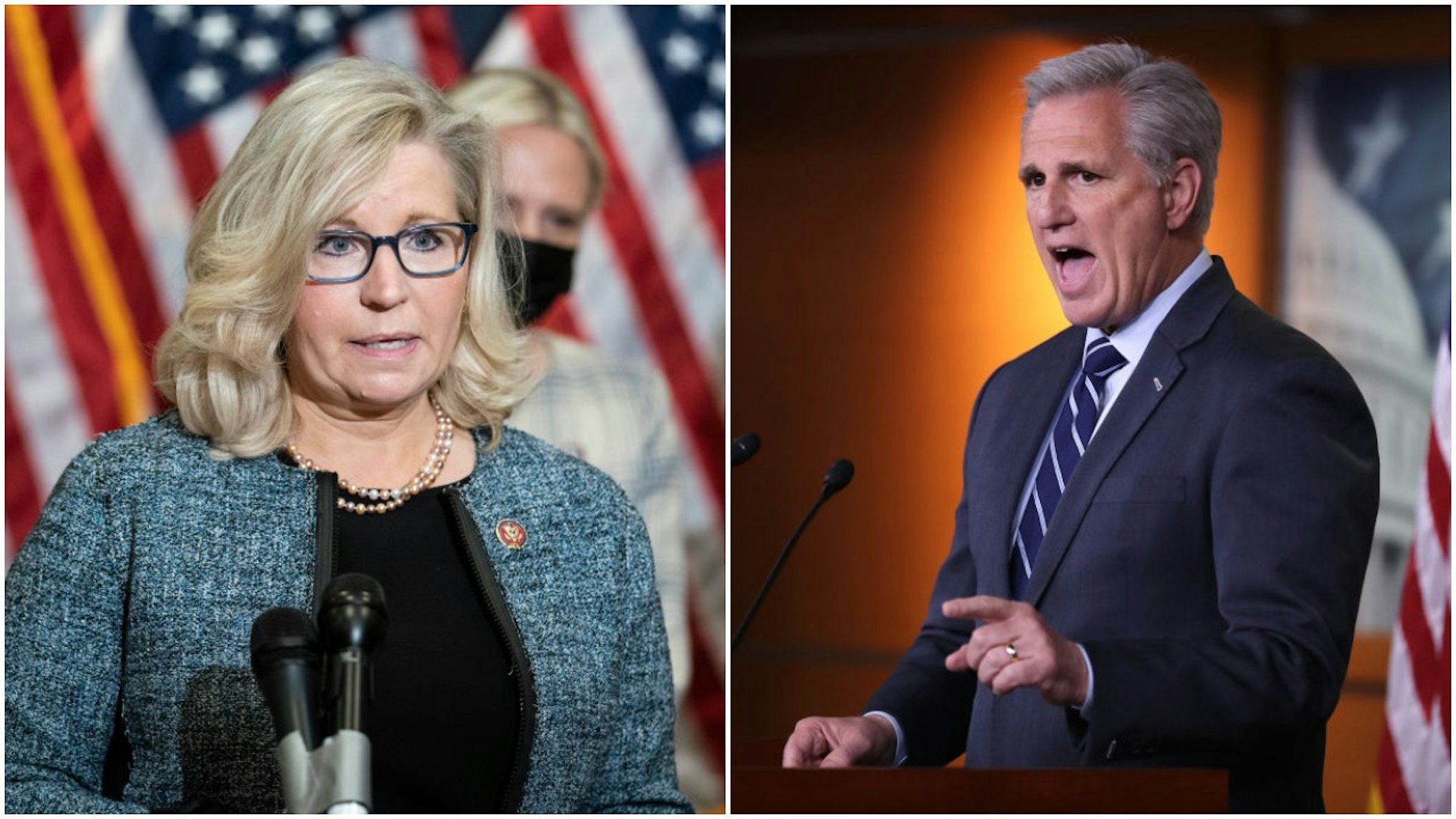Rep. Liz Cheney (R-WY) and House Minority Leader Kevin McCarthy (D-CA)